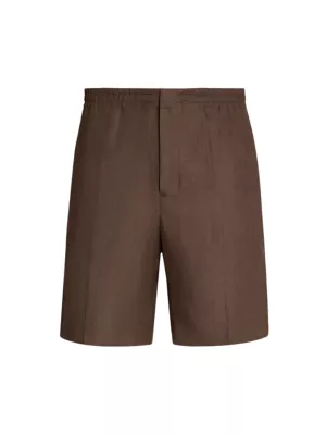 Zegna pleated cotton shorts - Green
