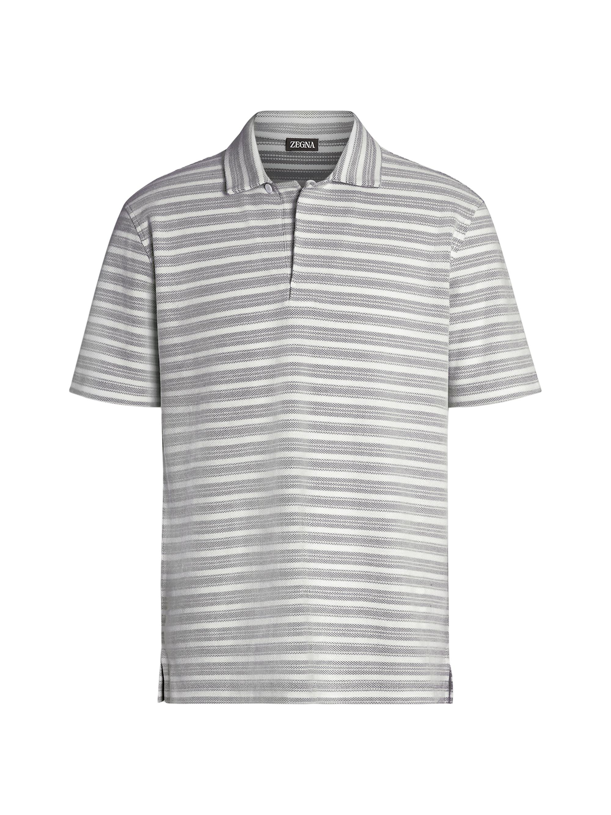 ZEGNA Men's Cotton Polo Shirt - White Grey