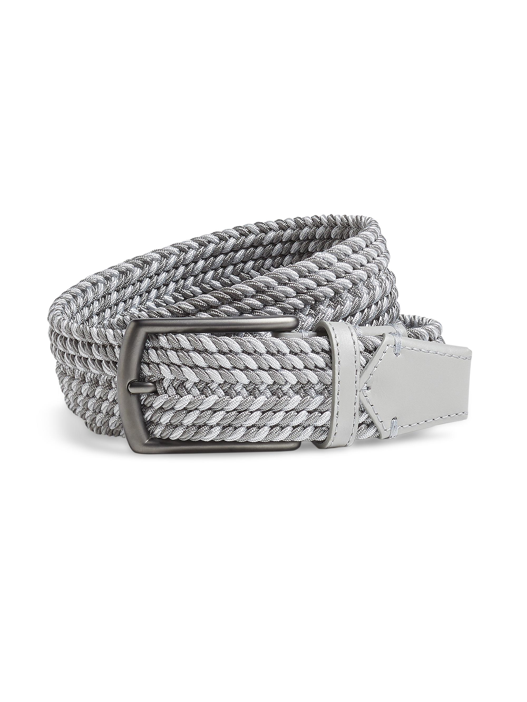 ZEGNA Men's Braided Rayon Belt - Light Beige