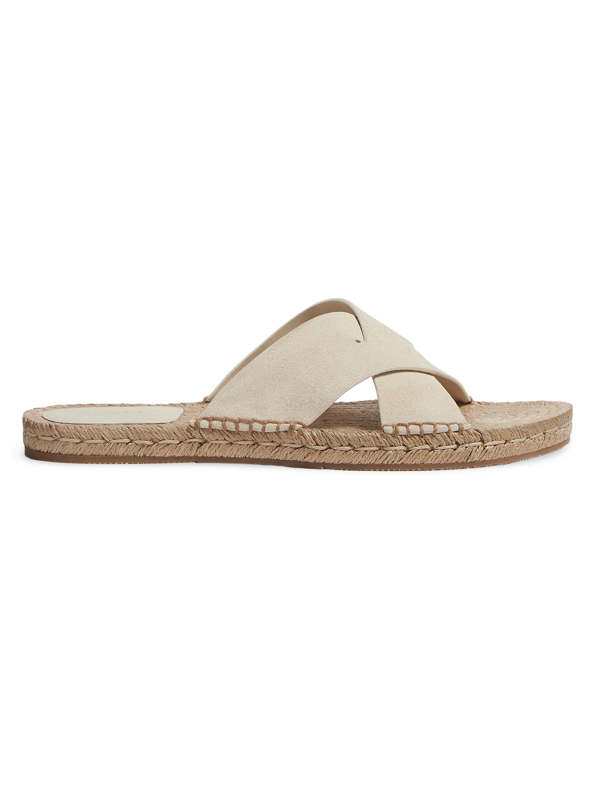 ZEGNA Men's Suede Espadrille Sandals - Off White