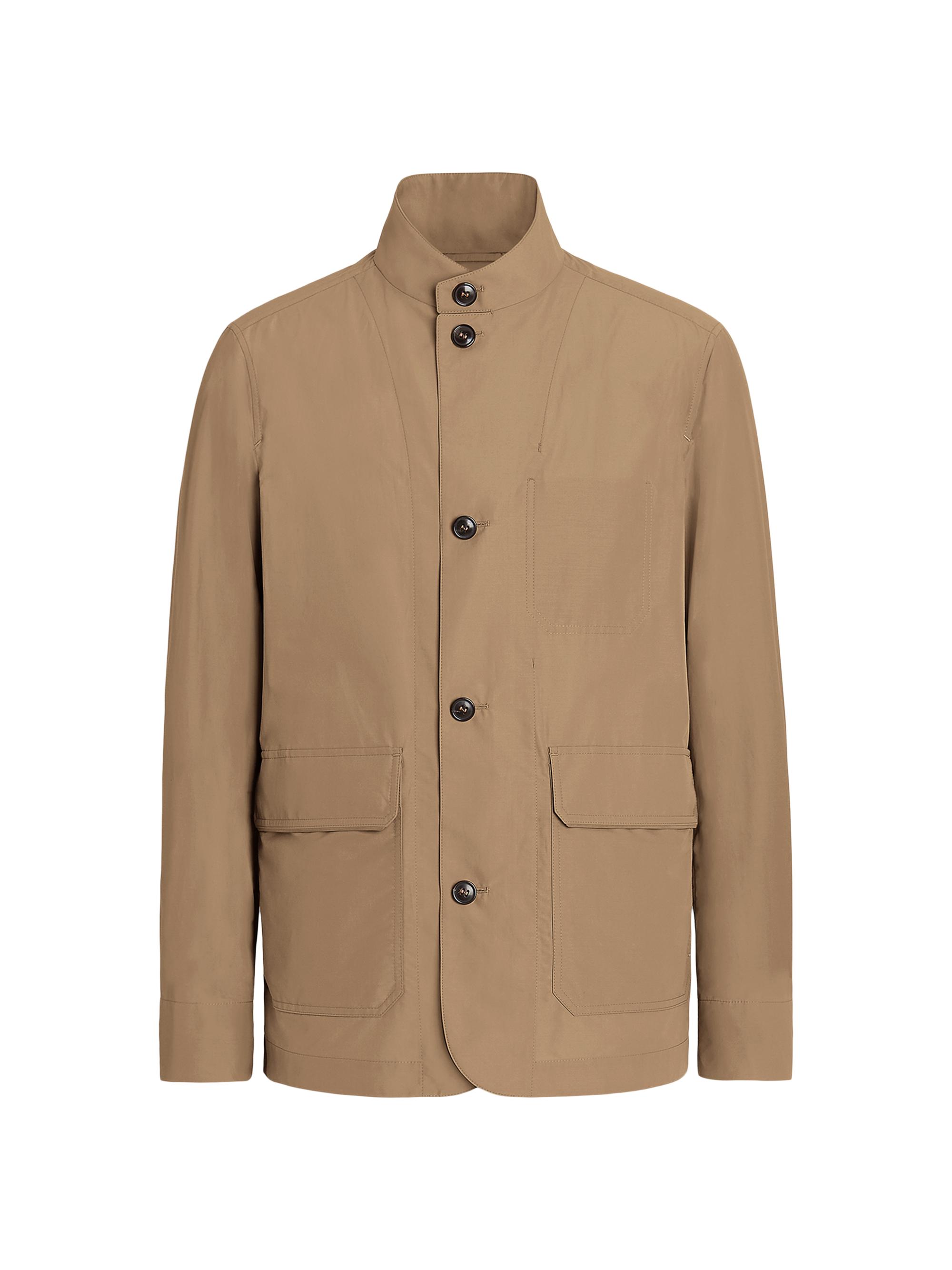 ZEGNA Men's Cotton Blend Jacket - Dark Beige