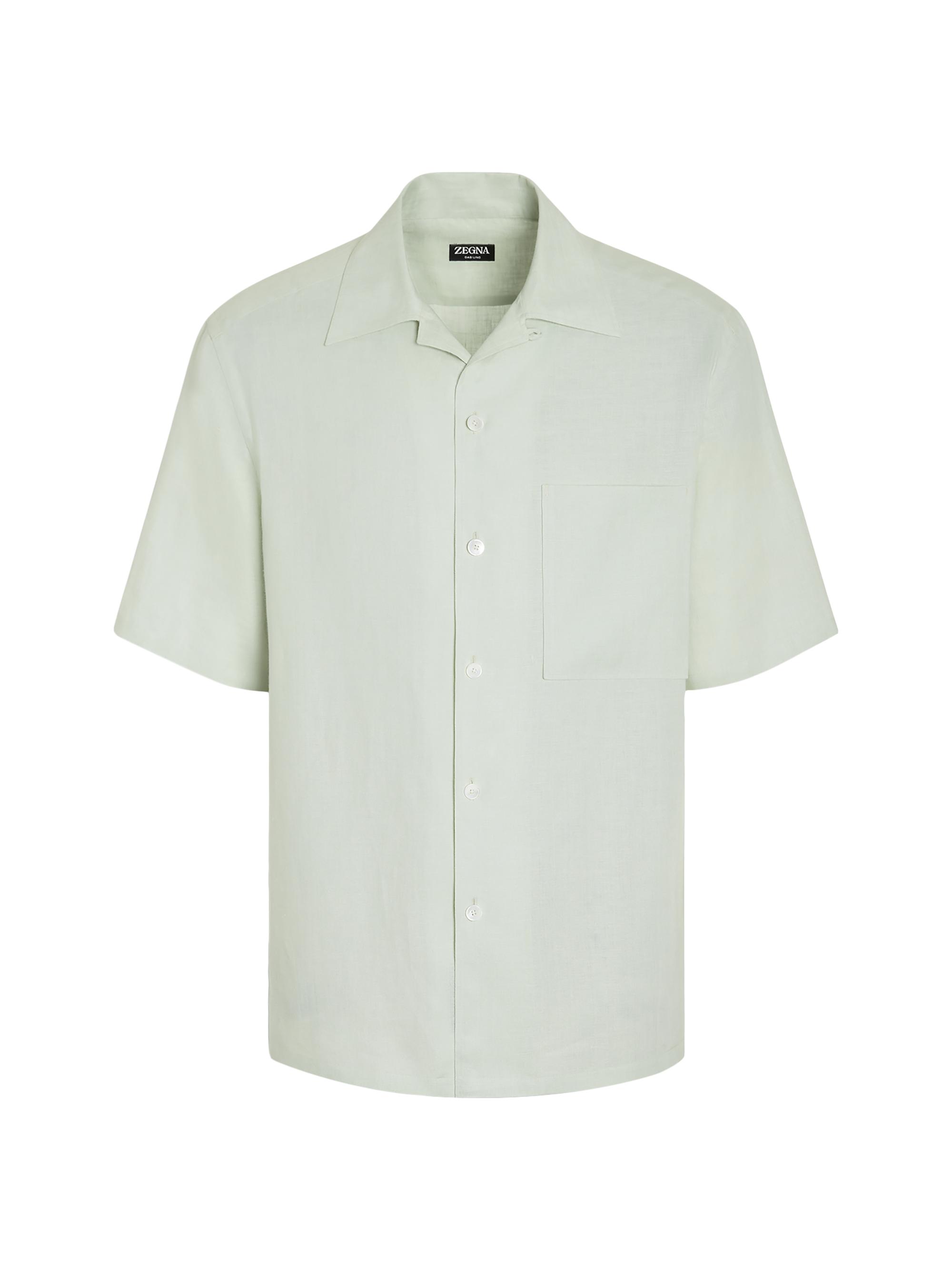 ZEGNA Men's Oasi Lino Shirt - Light Aqua Green