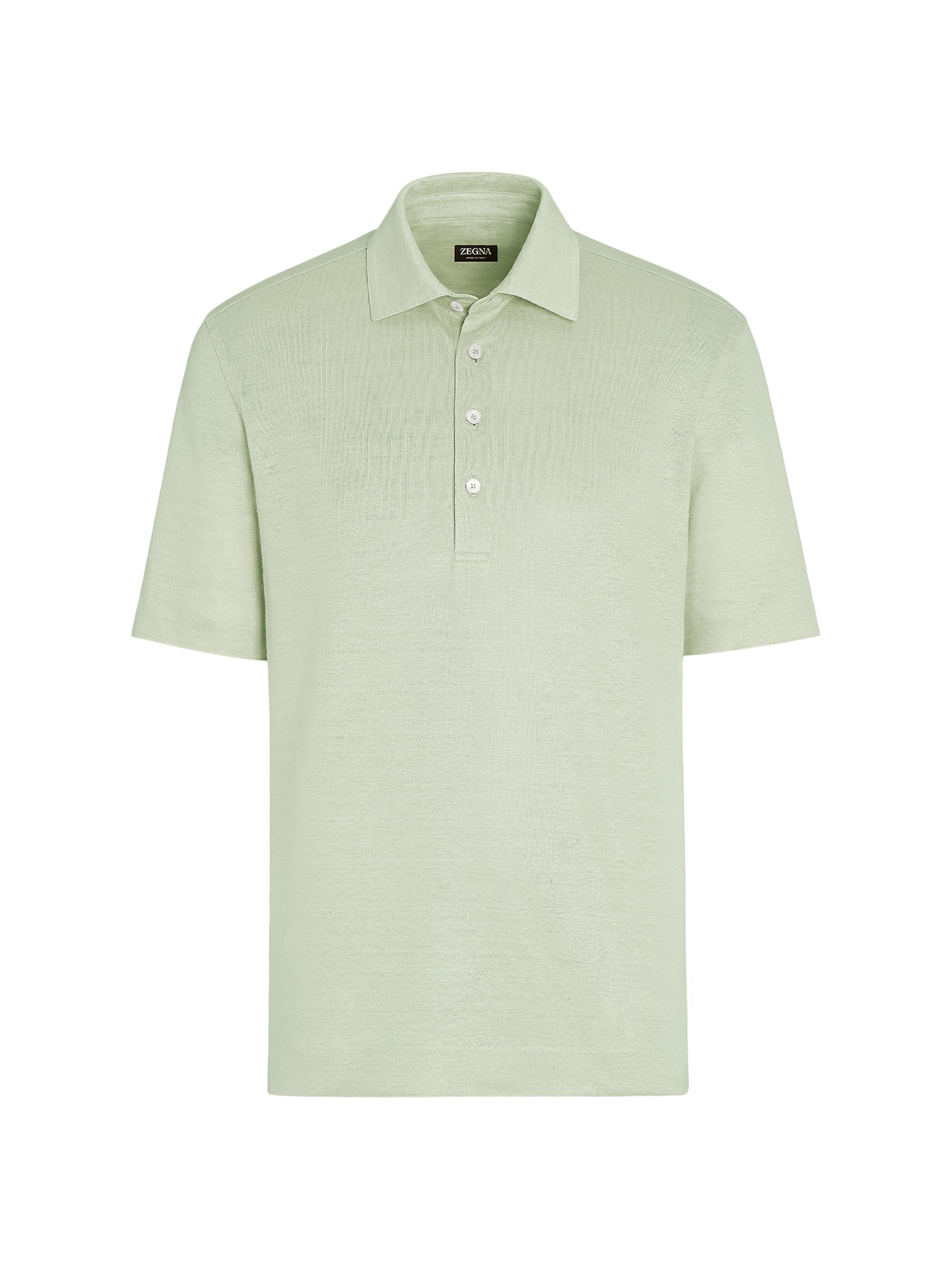 ZEGNA Men's Linen Polo Shirt - Optical White
