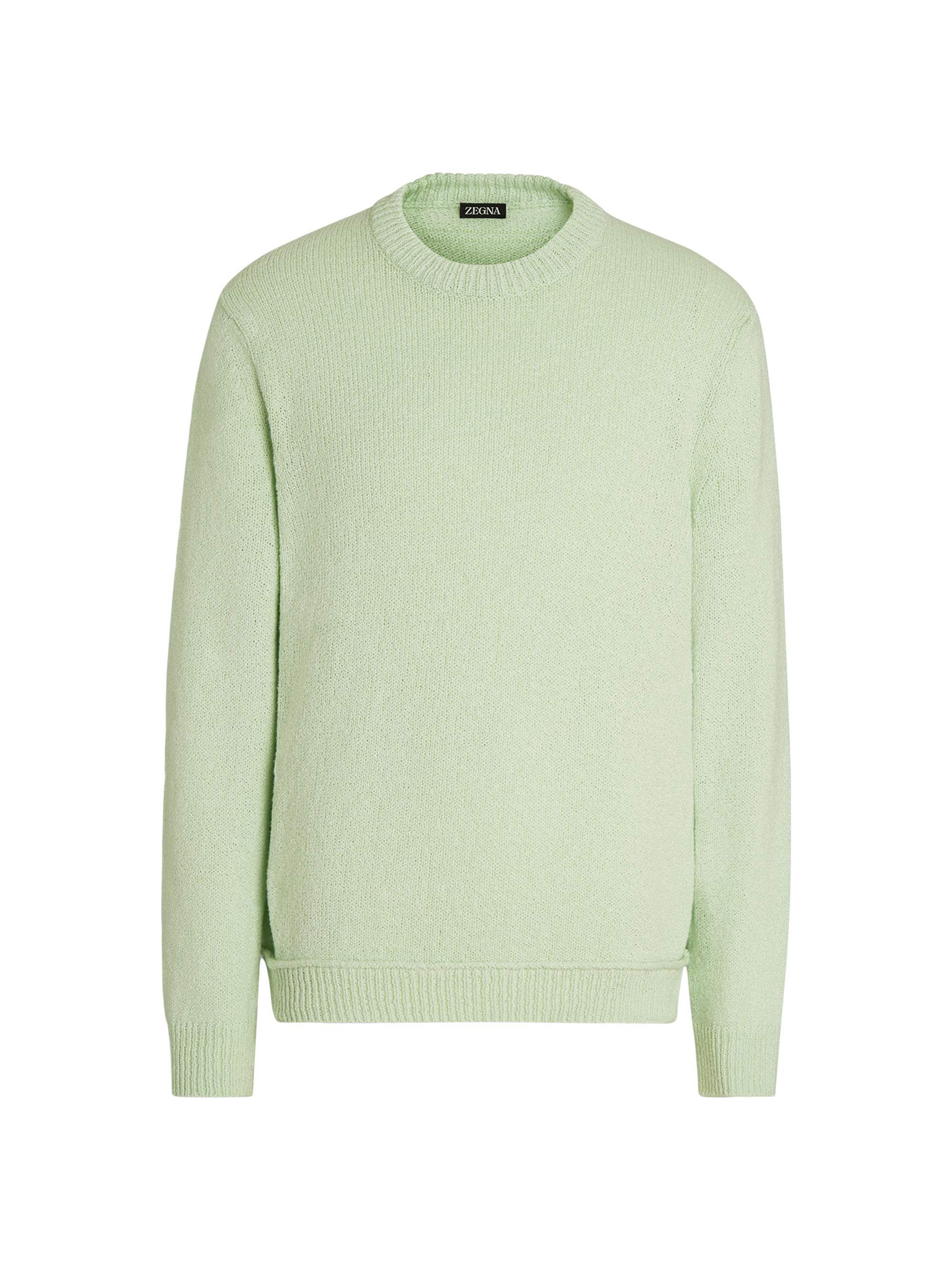 ZEGNA Men's Cotton and Silk Crewneck - Light Aqua Green