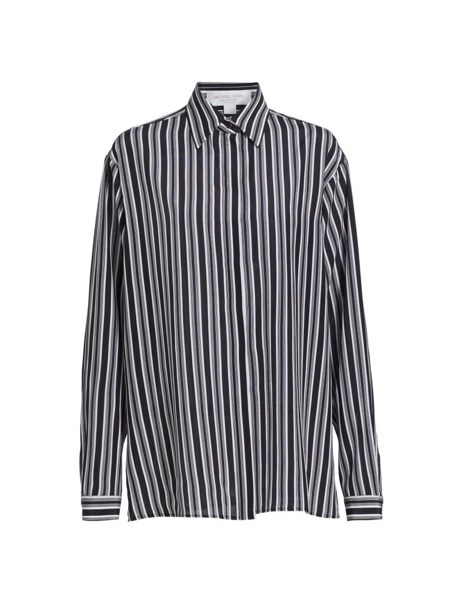 Michael Kors Women's Striped Silk Boyfriend Shirt