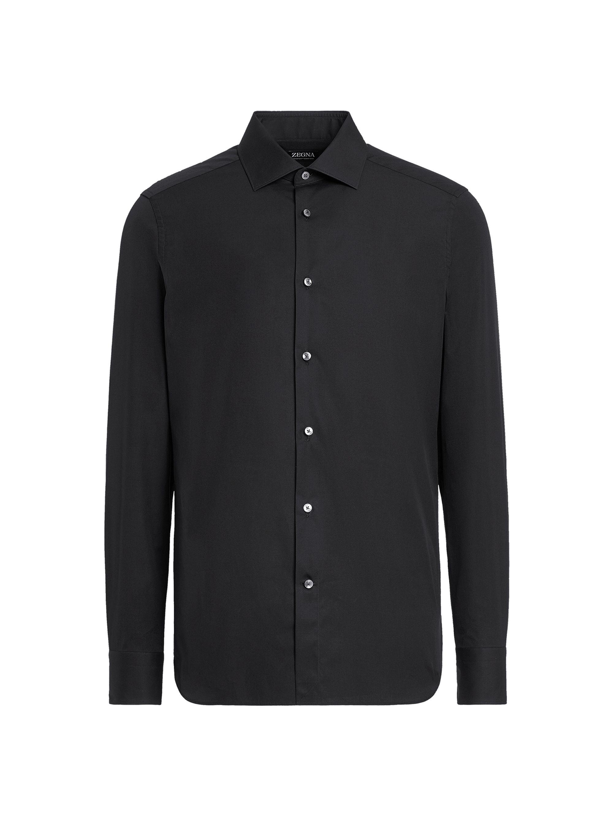 ZEGNA Men's Trofeo Comfort Cotton Shirt - Black