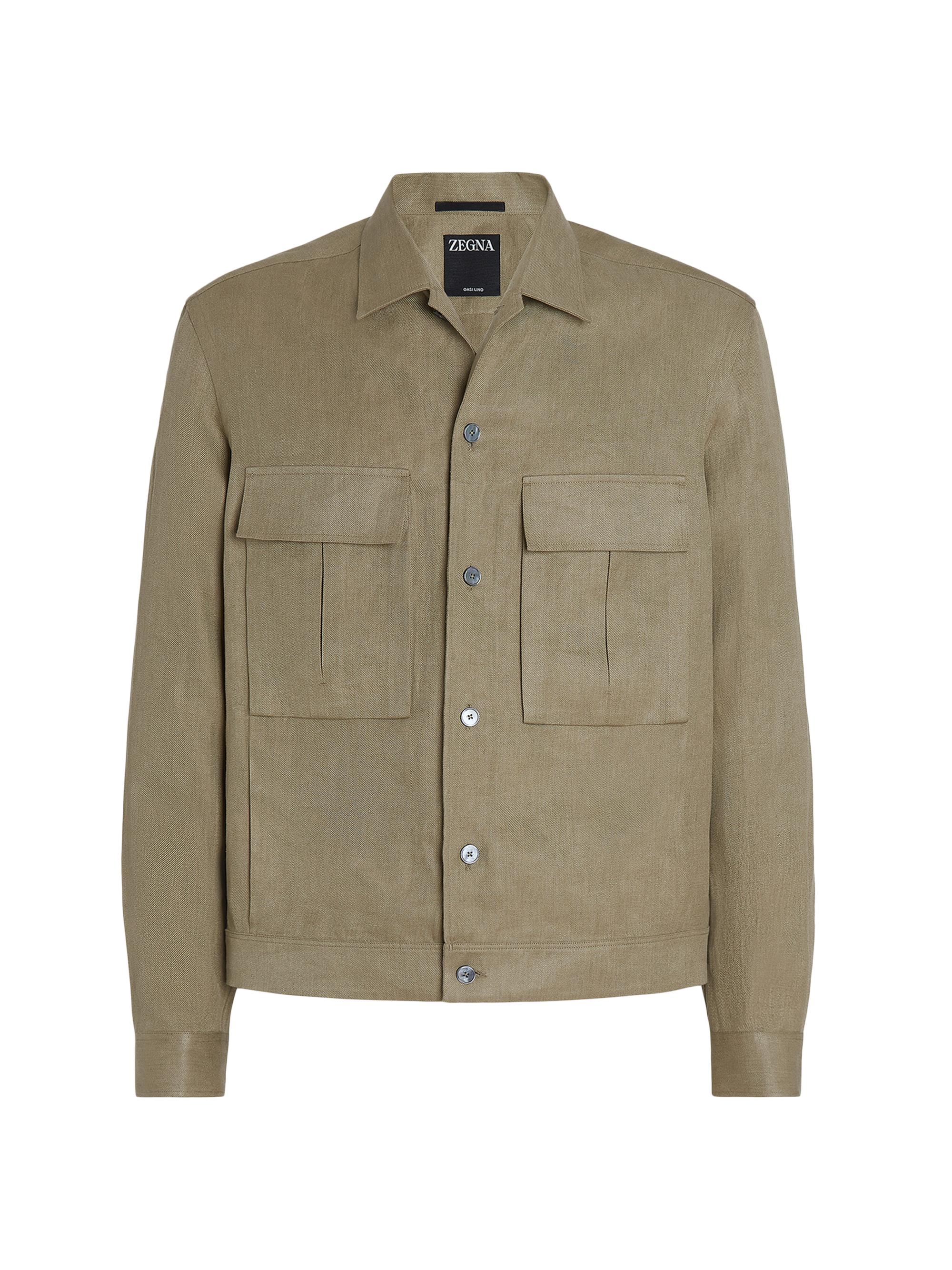 ZEGNA Men's Oasi Lino Overshirt - Foliage