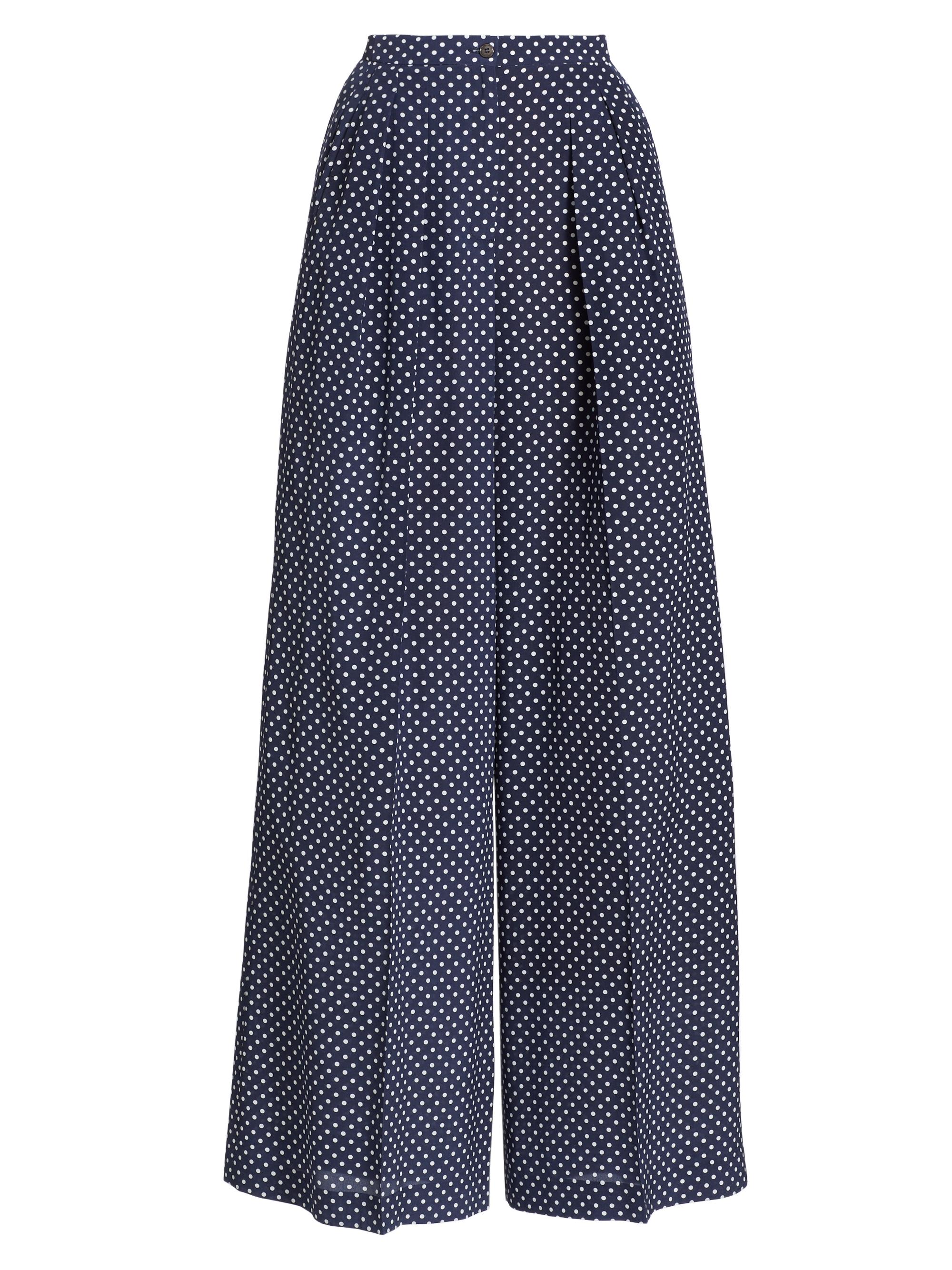 Michael Kors Collection Women's Polka Dot Silk Palazzo Pants - Midnight Optic White