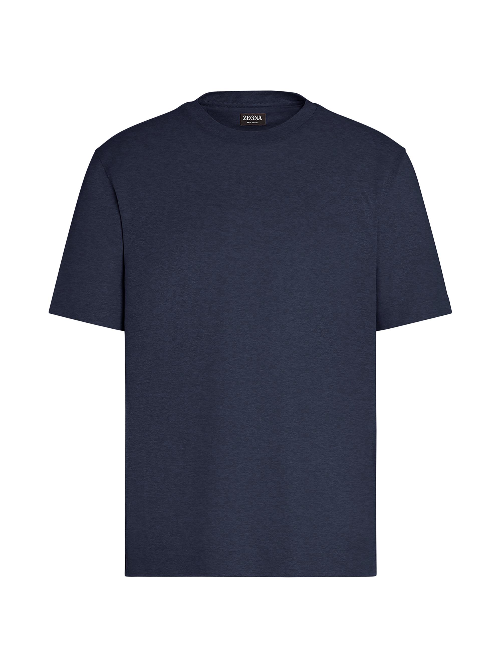 ZEGNA Men's Linen T-Shirt - Navy Blue
