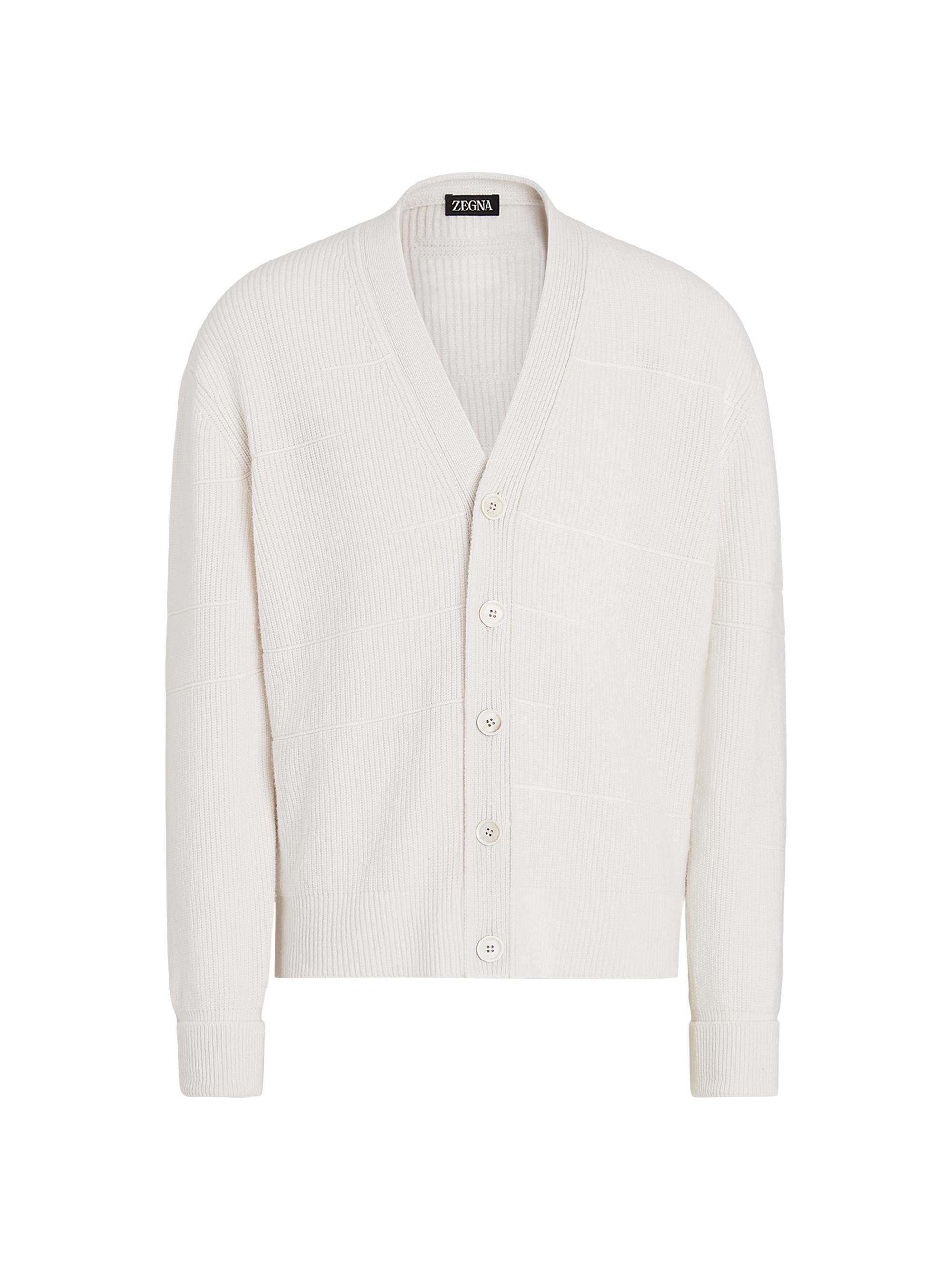 ZEGNA Men's Cashmere and Cotton Cardigan - White