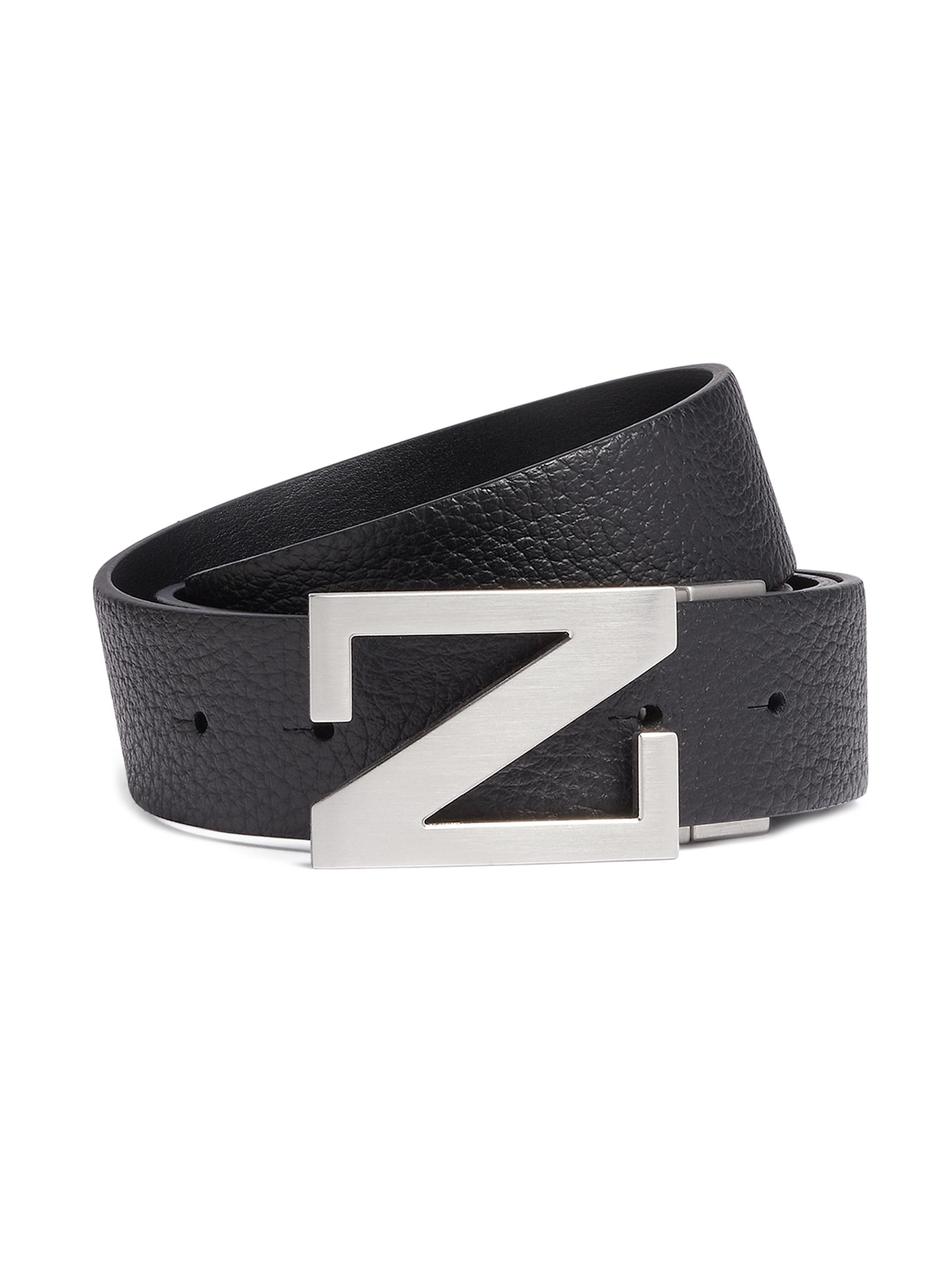 ZEGNA Men's Reversible Leather Belt - Black