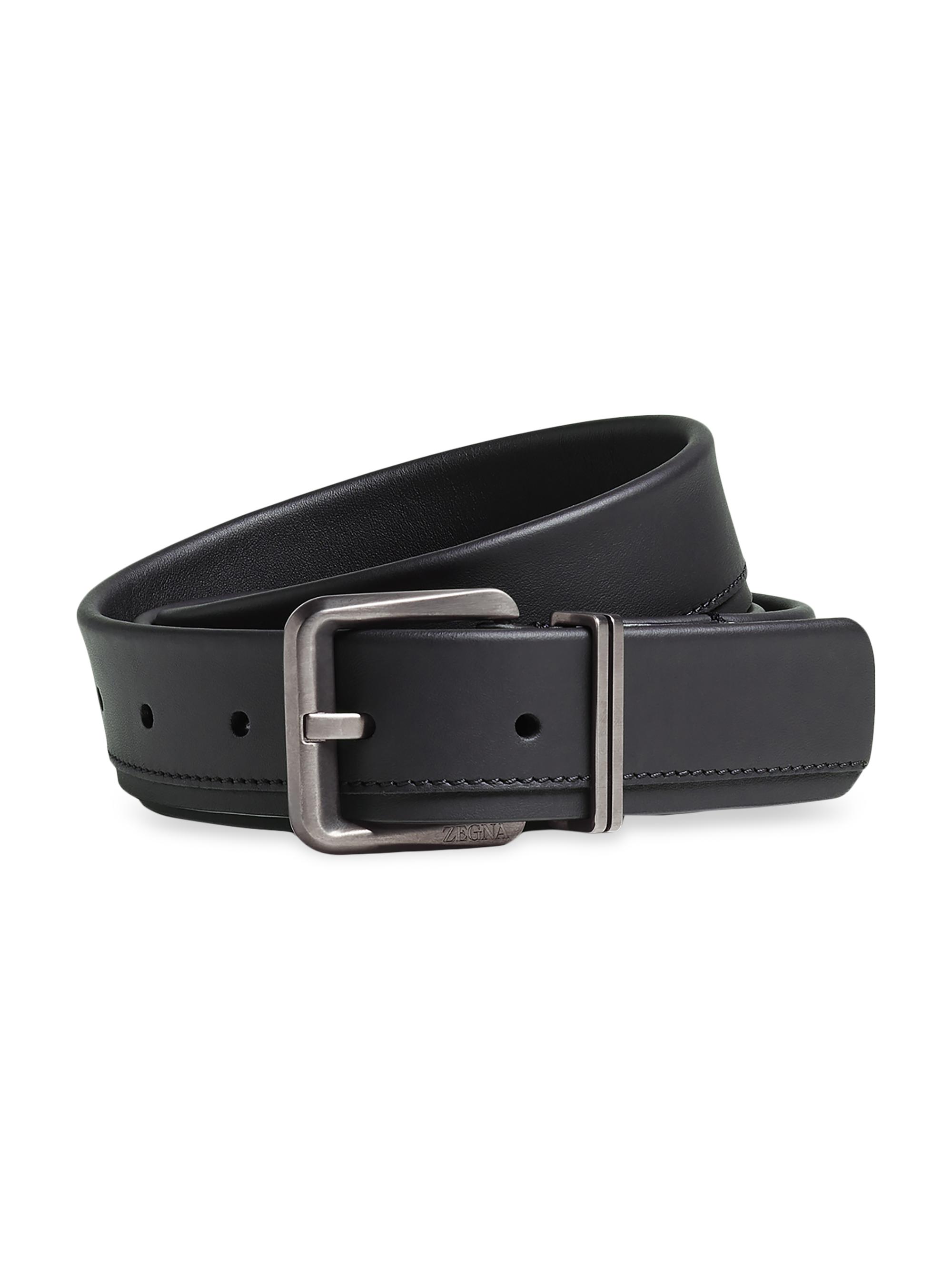 ZEGNA Men's Leather Belt - Black