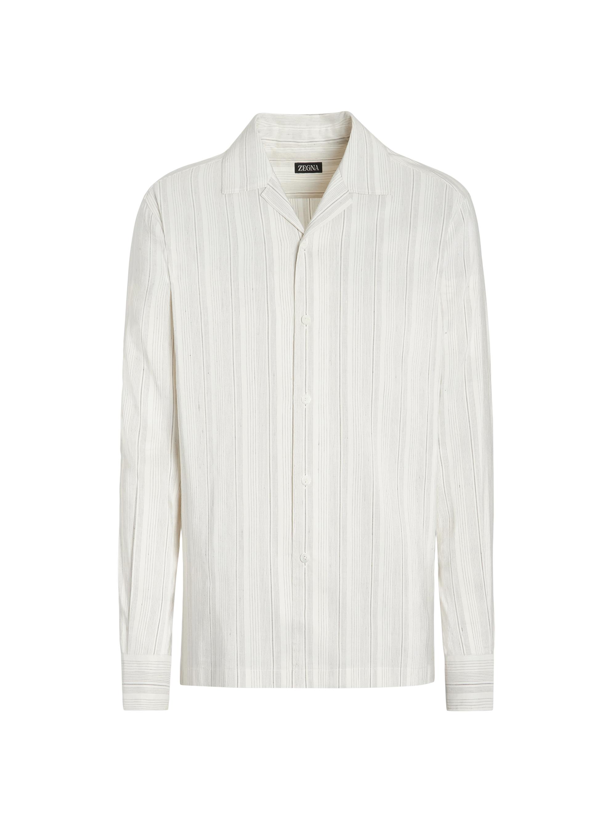ZEGNA Men's Cotton Linen and Silk Crossover Blend Shirt - White