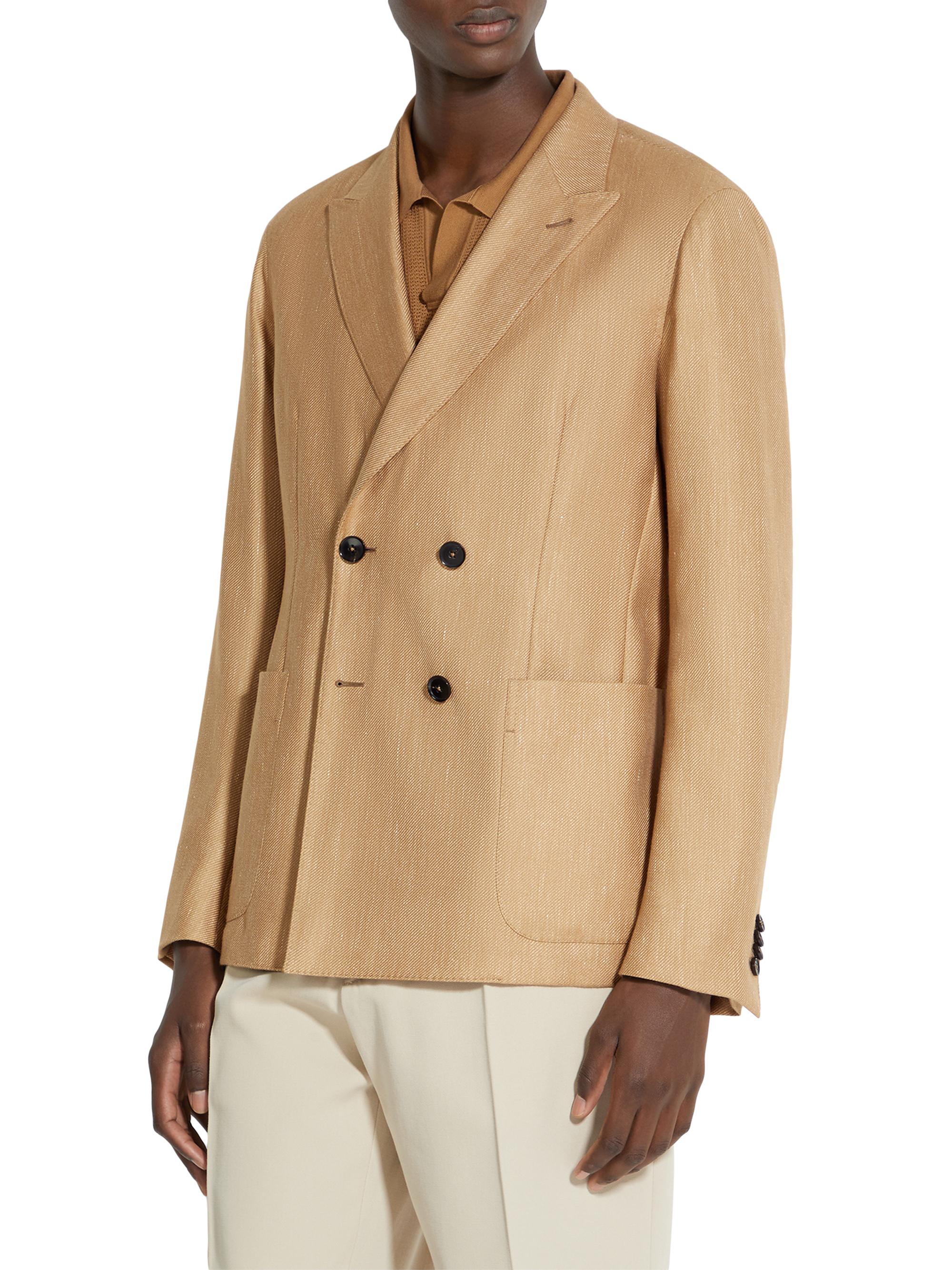 ZEGNA Men's Cashmere Silk and Linen Jacket - Dark Beige