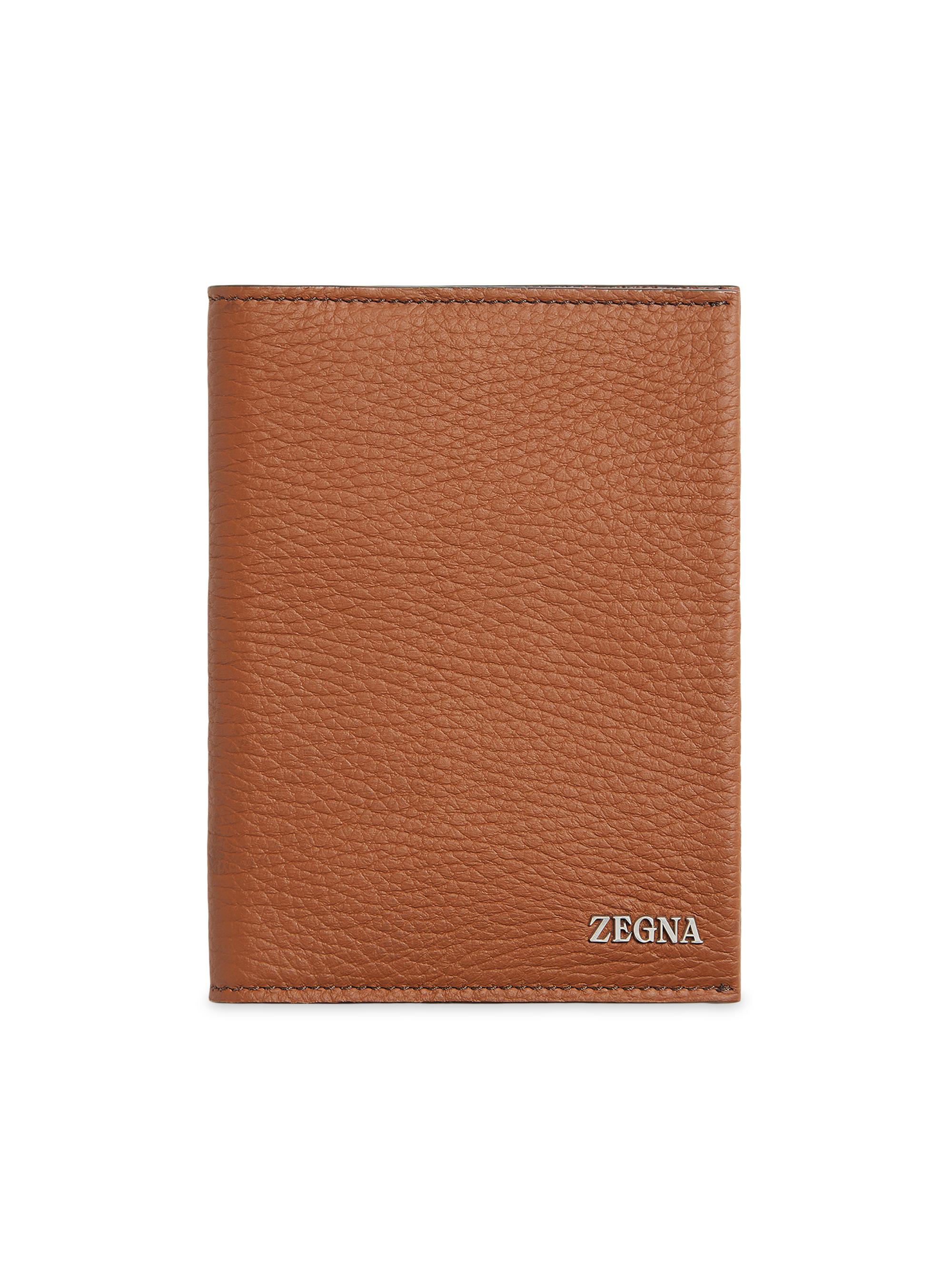 ZEGNA Men's Deerskin Passport Case - Foliage