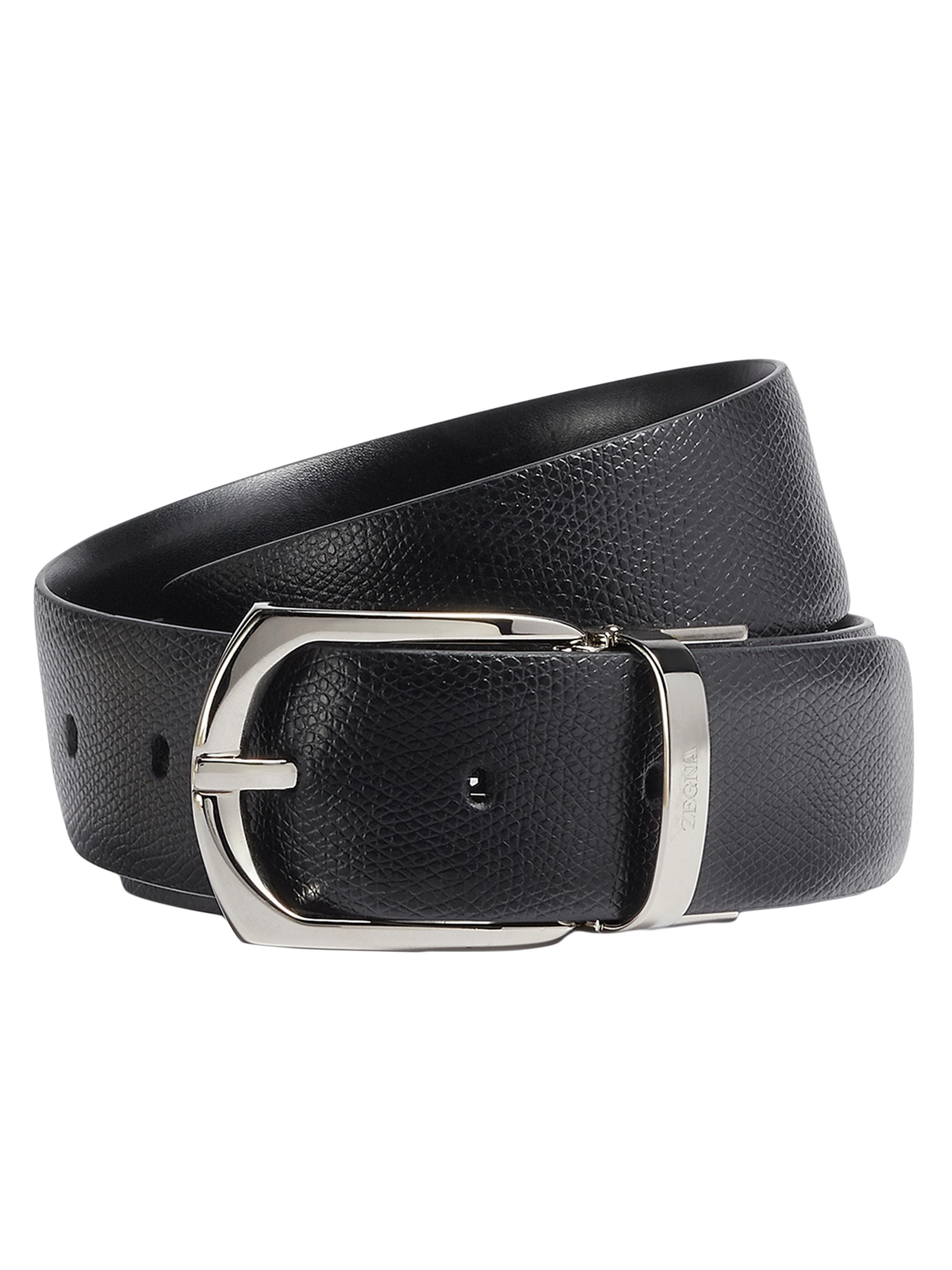 ZEGNA Men's Reversible Leather Belt - Black