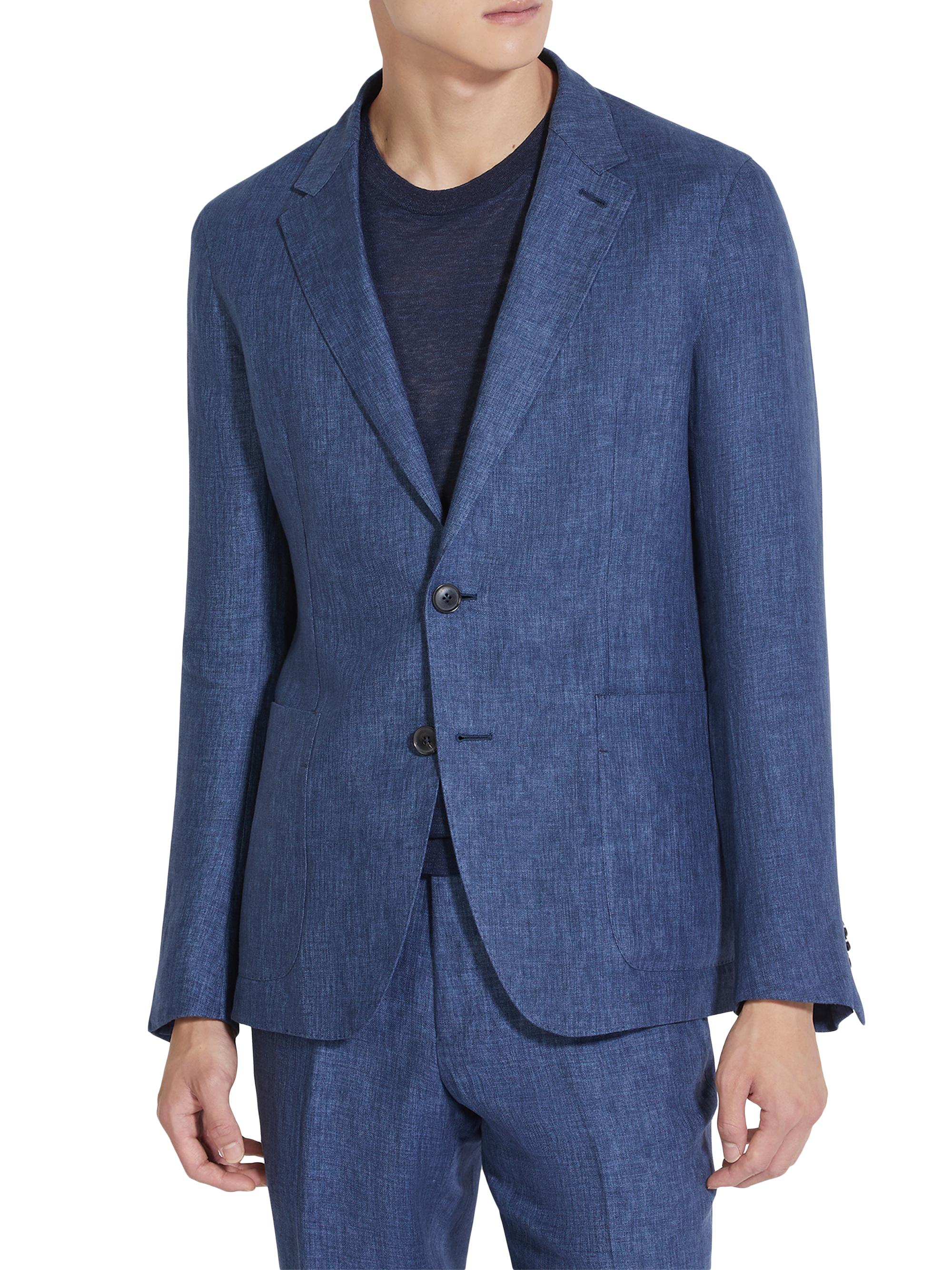 ZEGNA Men's Oasi Lino Jacket - Avio Blue