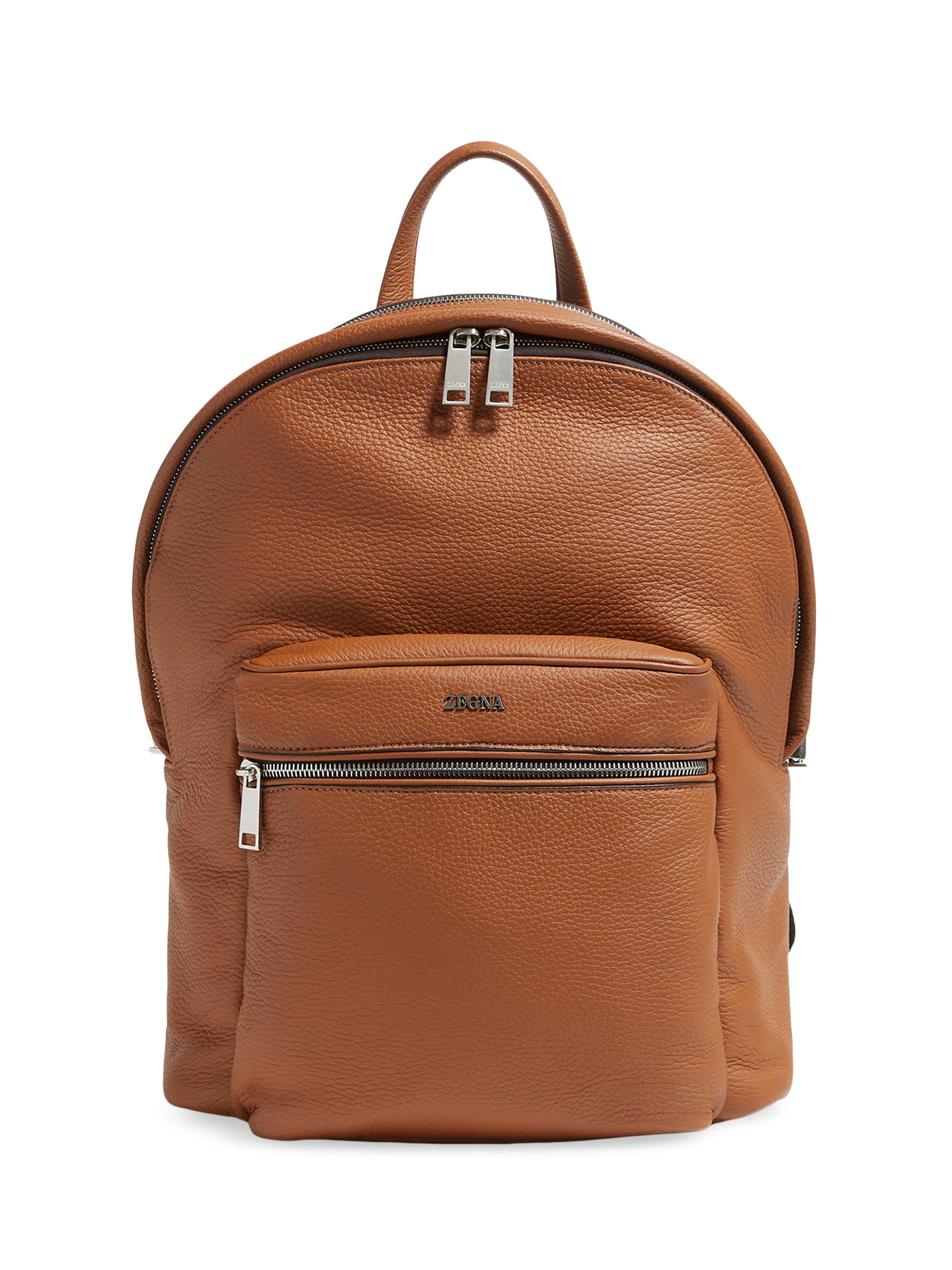 ZEGNA Men's Deerskin Hoodie Backpack - Foliage