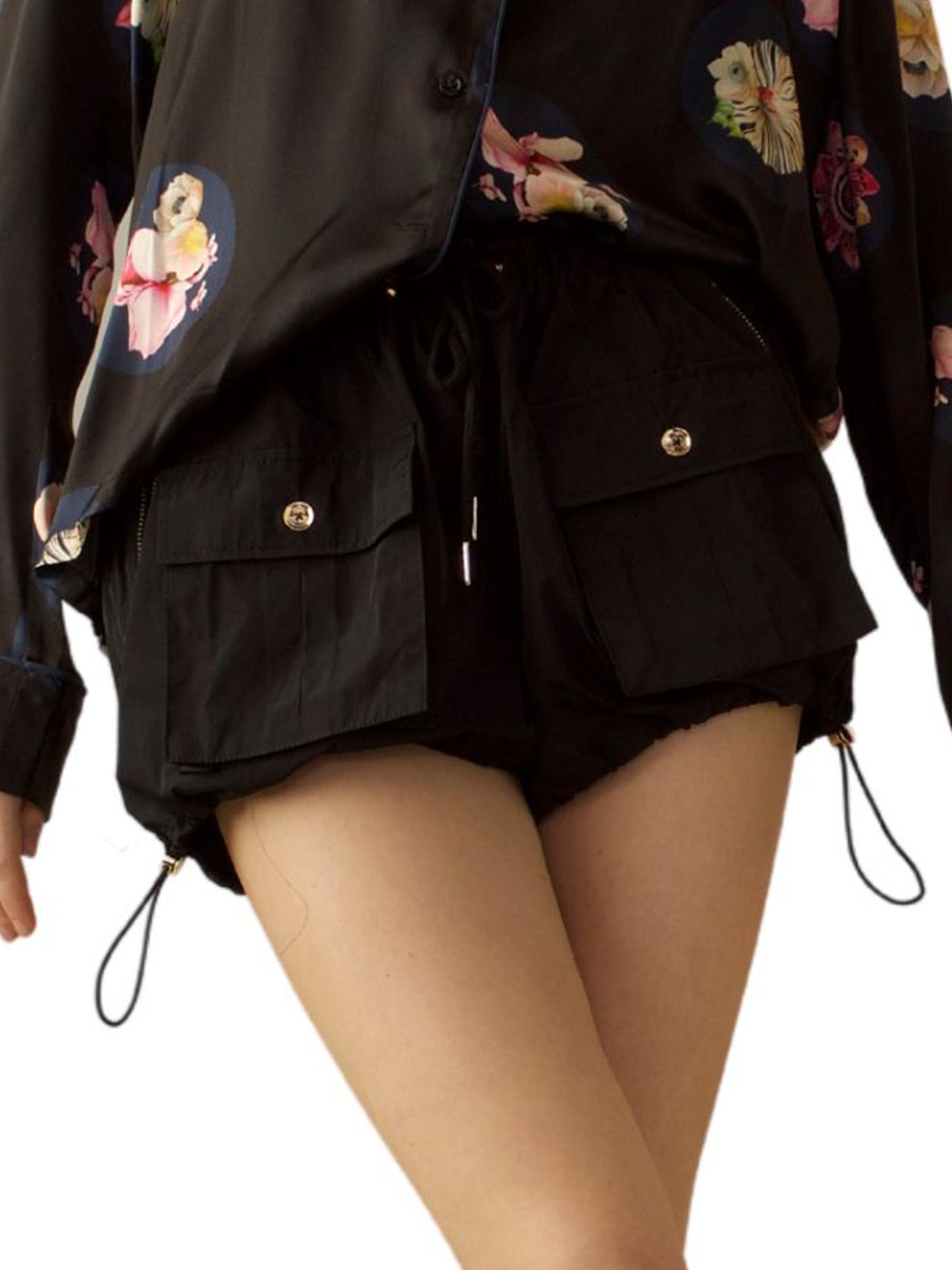 Cynthia Rowley Women's Drawstring Shell Cargo Bloomers - Black