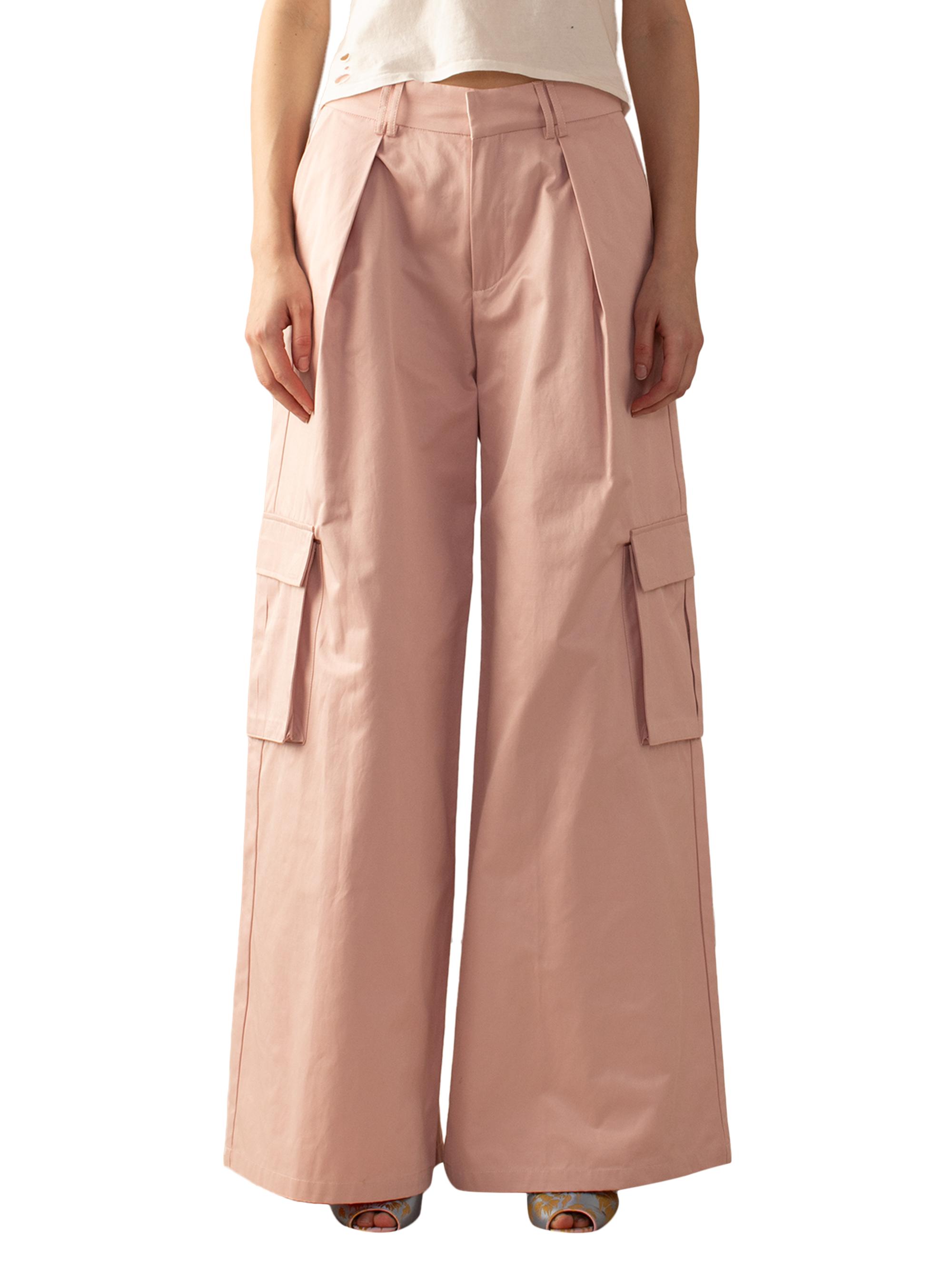Cynthia Rowley Women's High-Rise Wide-Leg Cargo Pants - Khaki