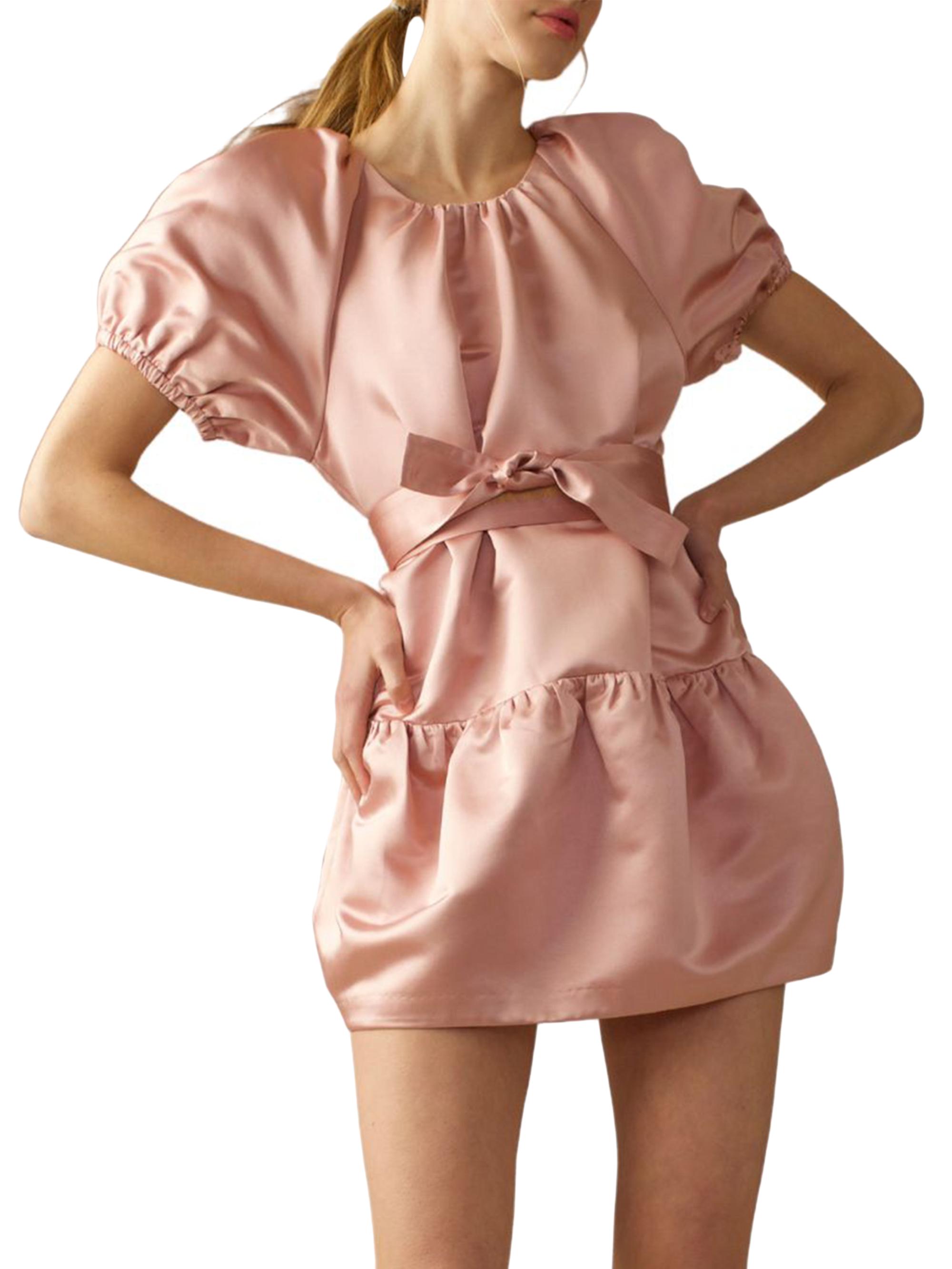 Cynthia Rowley Women's Tulip Belted Satin Minidress - Mauve