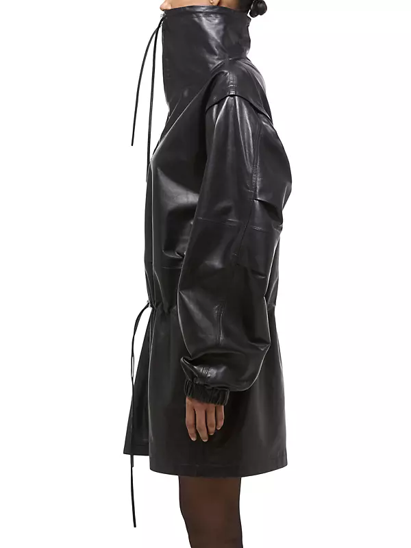 Shop Helmut Lang Leather Drawstring Half-Zip Jacket | Saks Shop Helmut Lang Leather Drawstring Half-Zip Jacket | Saks