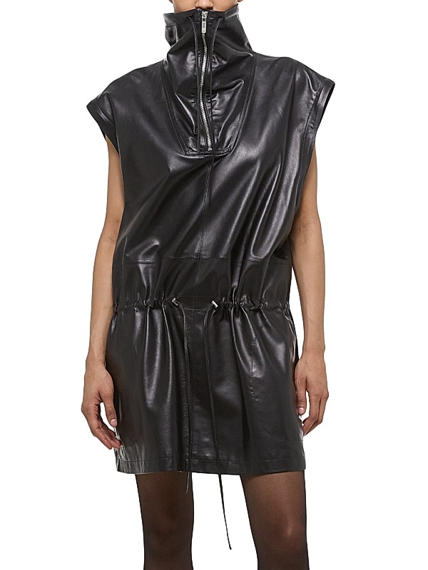 Shop Helmut Lang Leather Drawstring Half-Zip Jacket | Saks Shop Helmut Lang Leather Drawstring Half-Zip Jacket | Saks