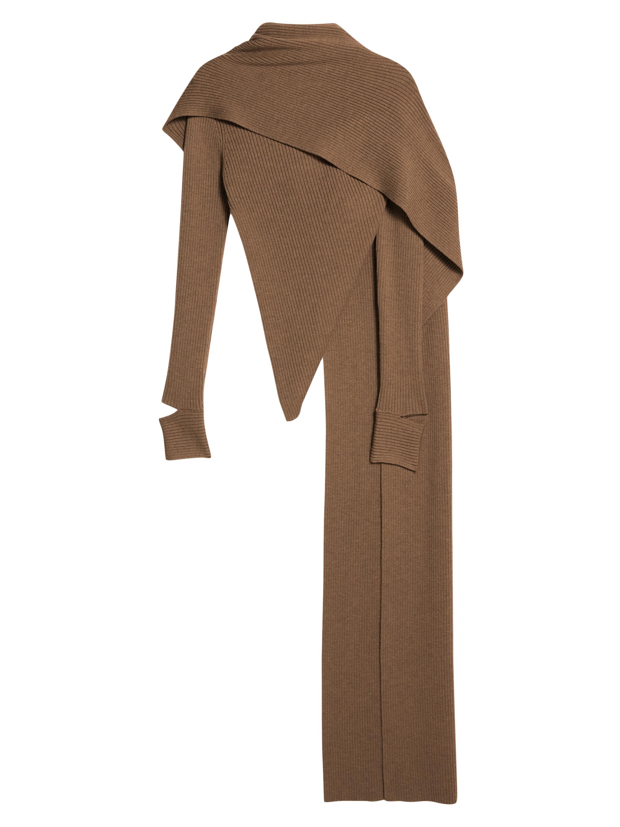 Helmut Lang Women's Draped Ribbed Merino Wool Sweater - Latte Melange