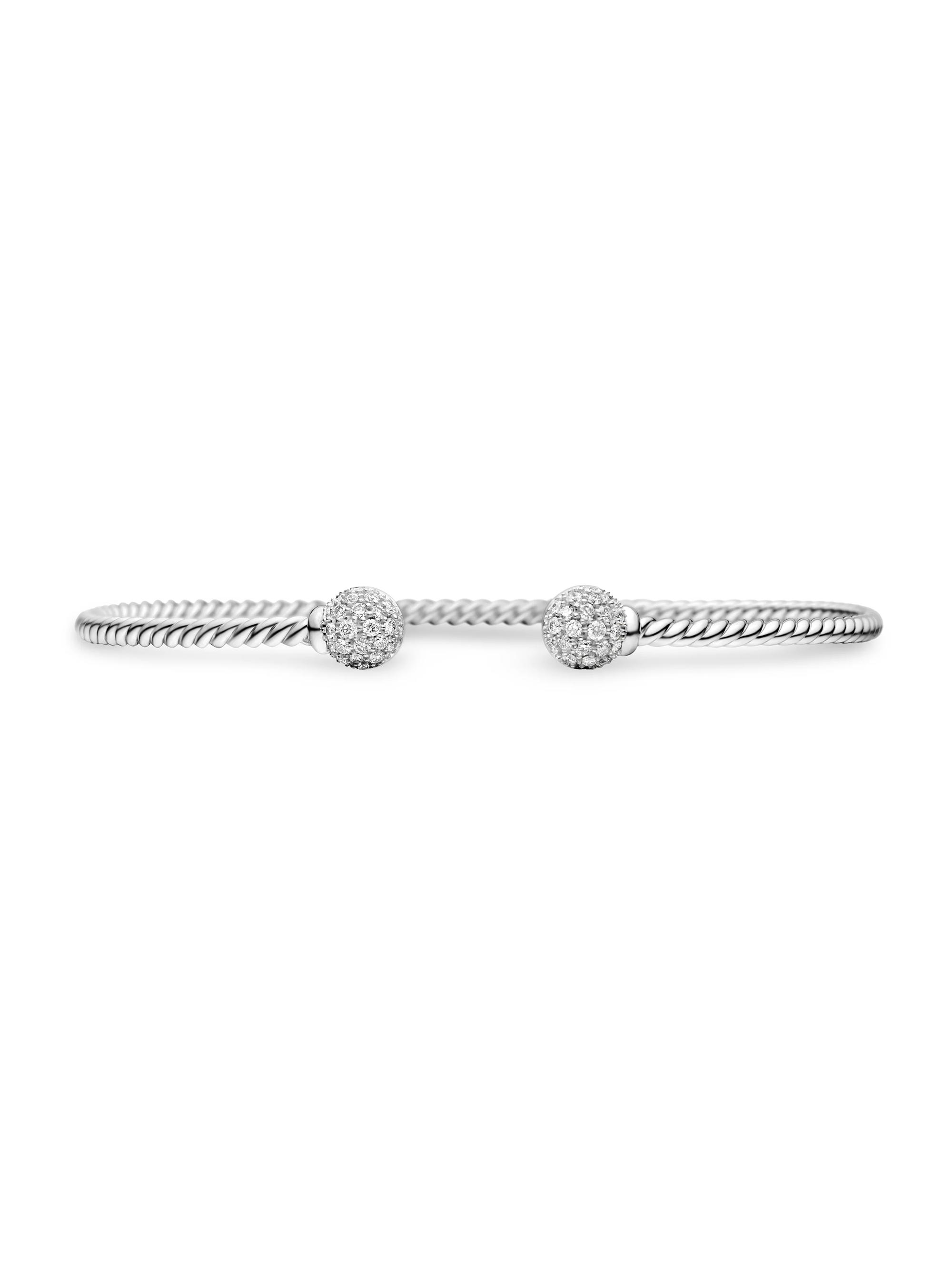 David Yurman Women's Solari Cablespira Bracelet in 18K White Gold - Diamond