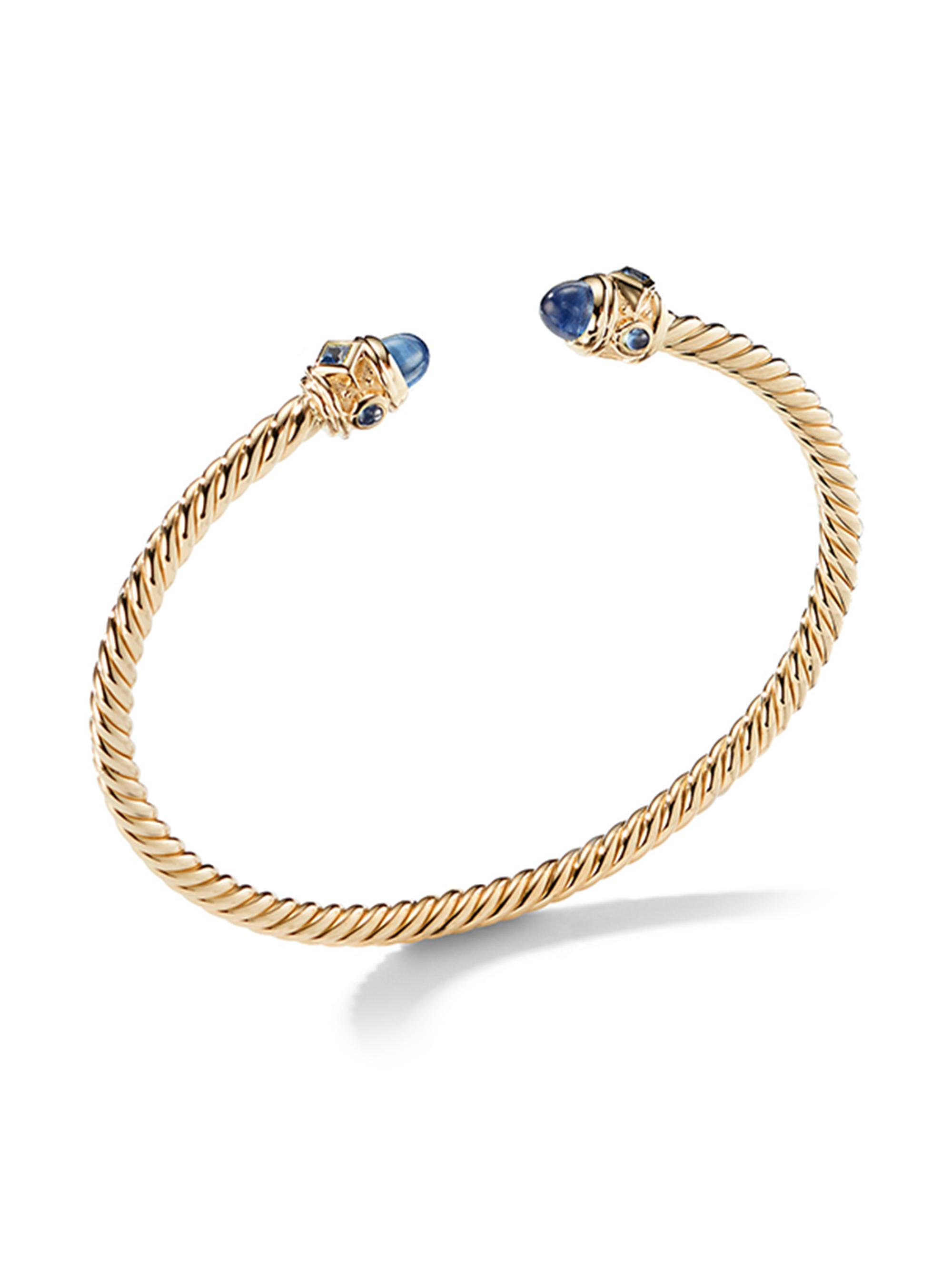 David Yurman Women's Renaissance Cablespira Bracelet in 18K Yellow Gold - Light Blue Sapphire