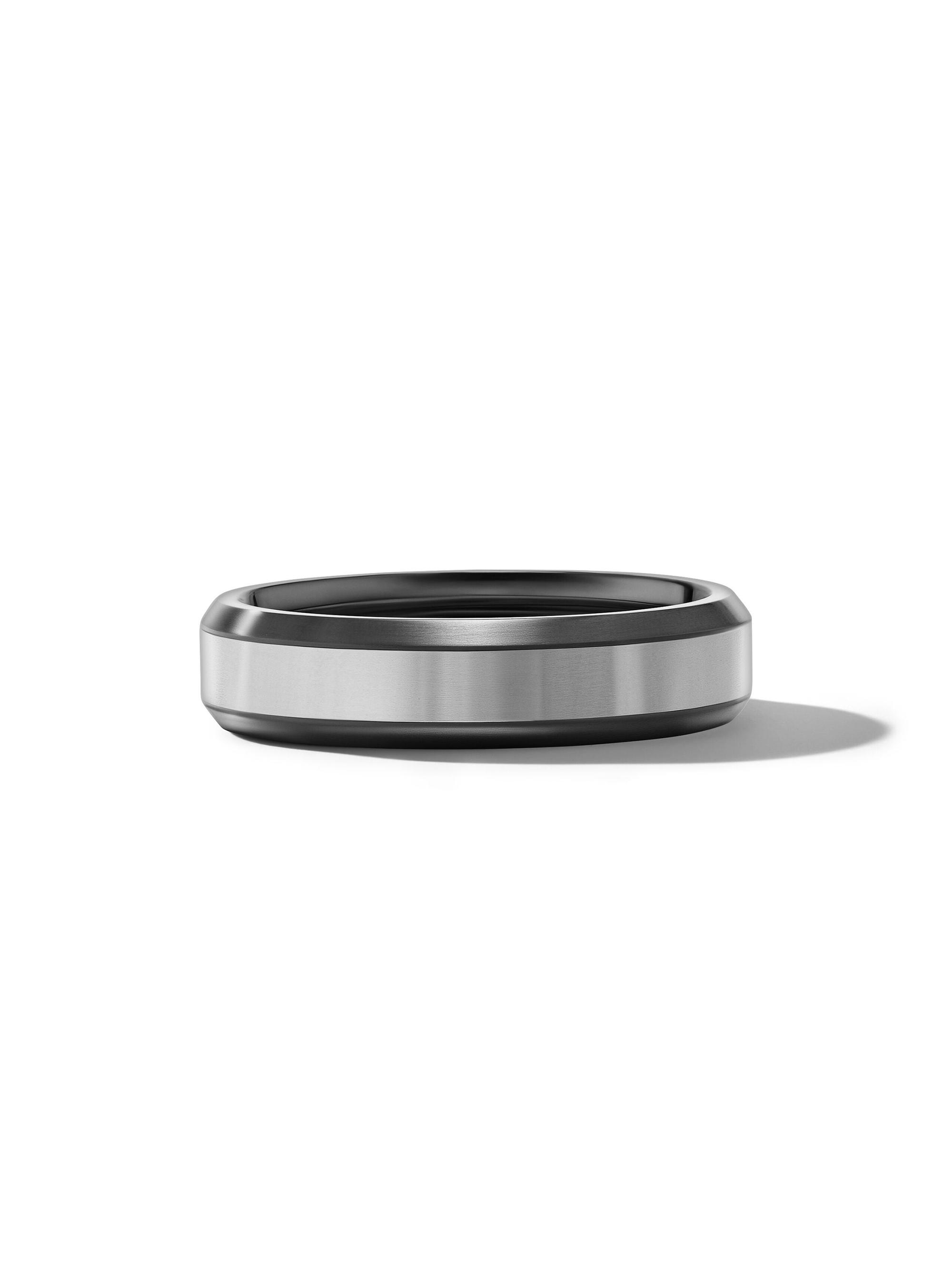 David Yurman Men's Beveled Band Ring in Black Titanium - Black