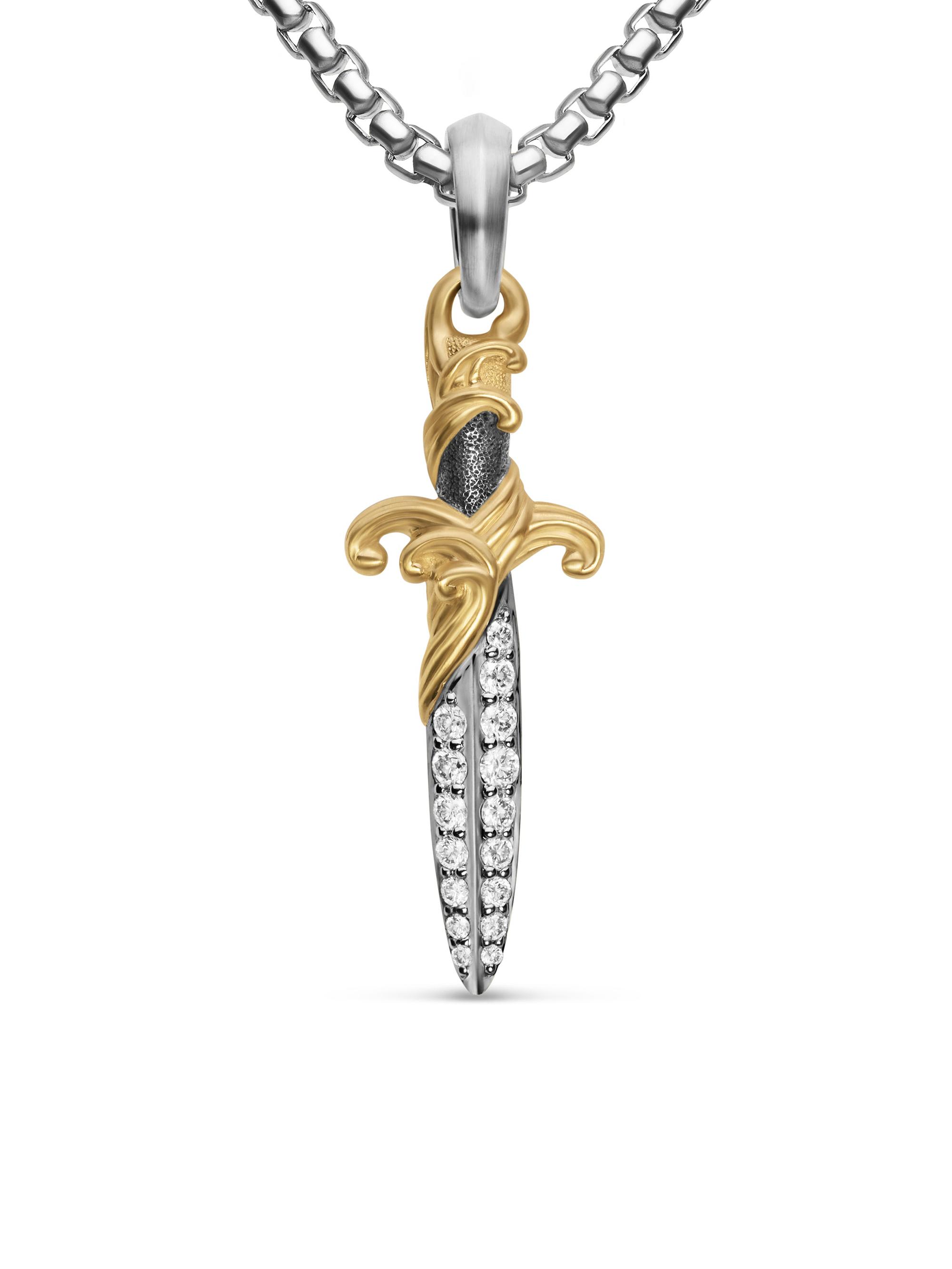 David Yurman Men's Waves Dagger Amulet in Sterling Silver - Diamond
