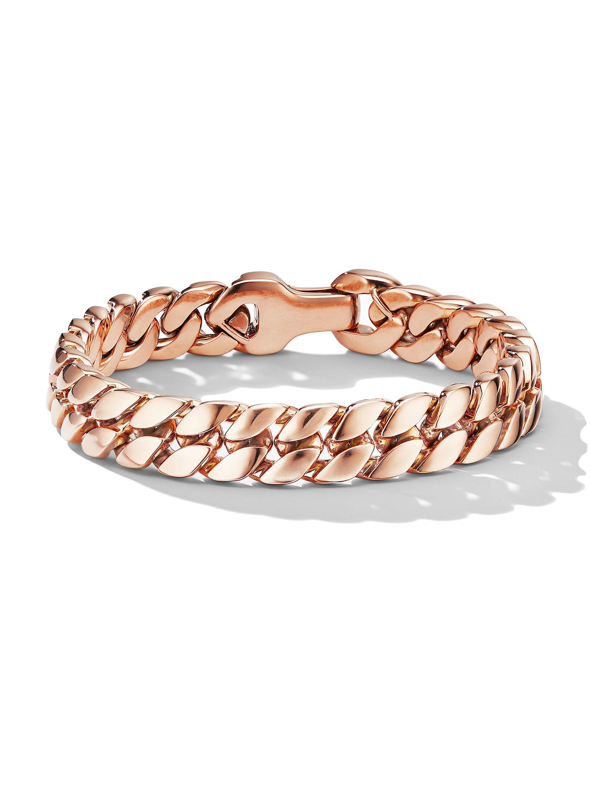 David Yurman Men's Curb Chain Bracelet in 18K Rose Gold, 11.5MM - Gold