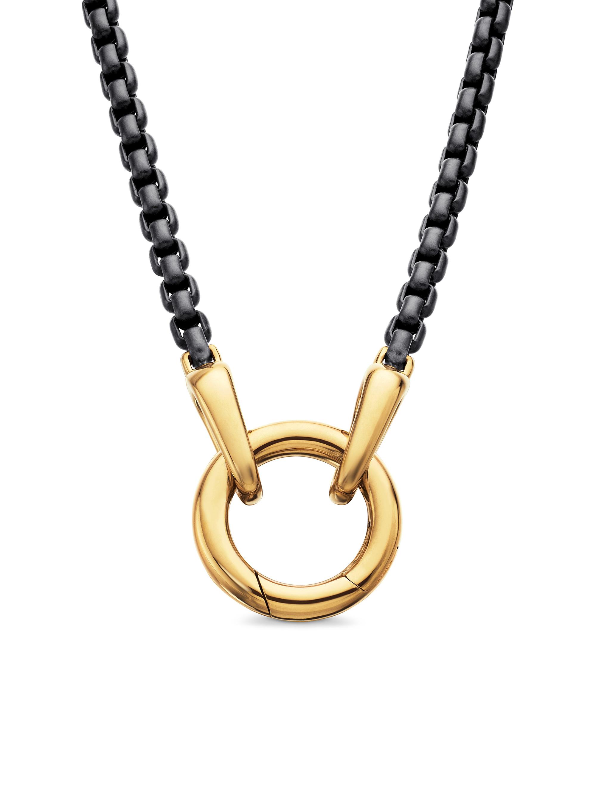 David Yurman Men's Smooth Amulet Box Chain Necklace in Stainless Steel - Gold