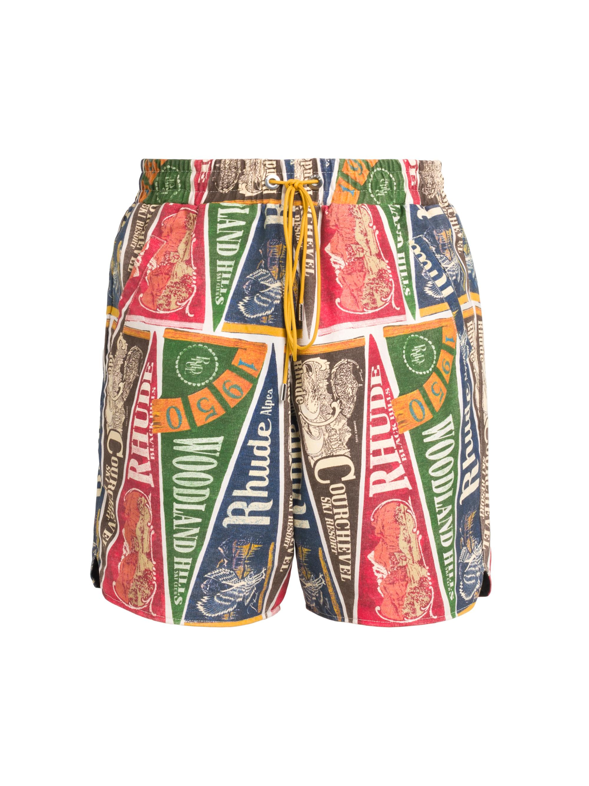 Rhude Men's Collegiate Flag Cotton Shorts