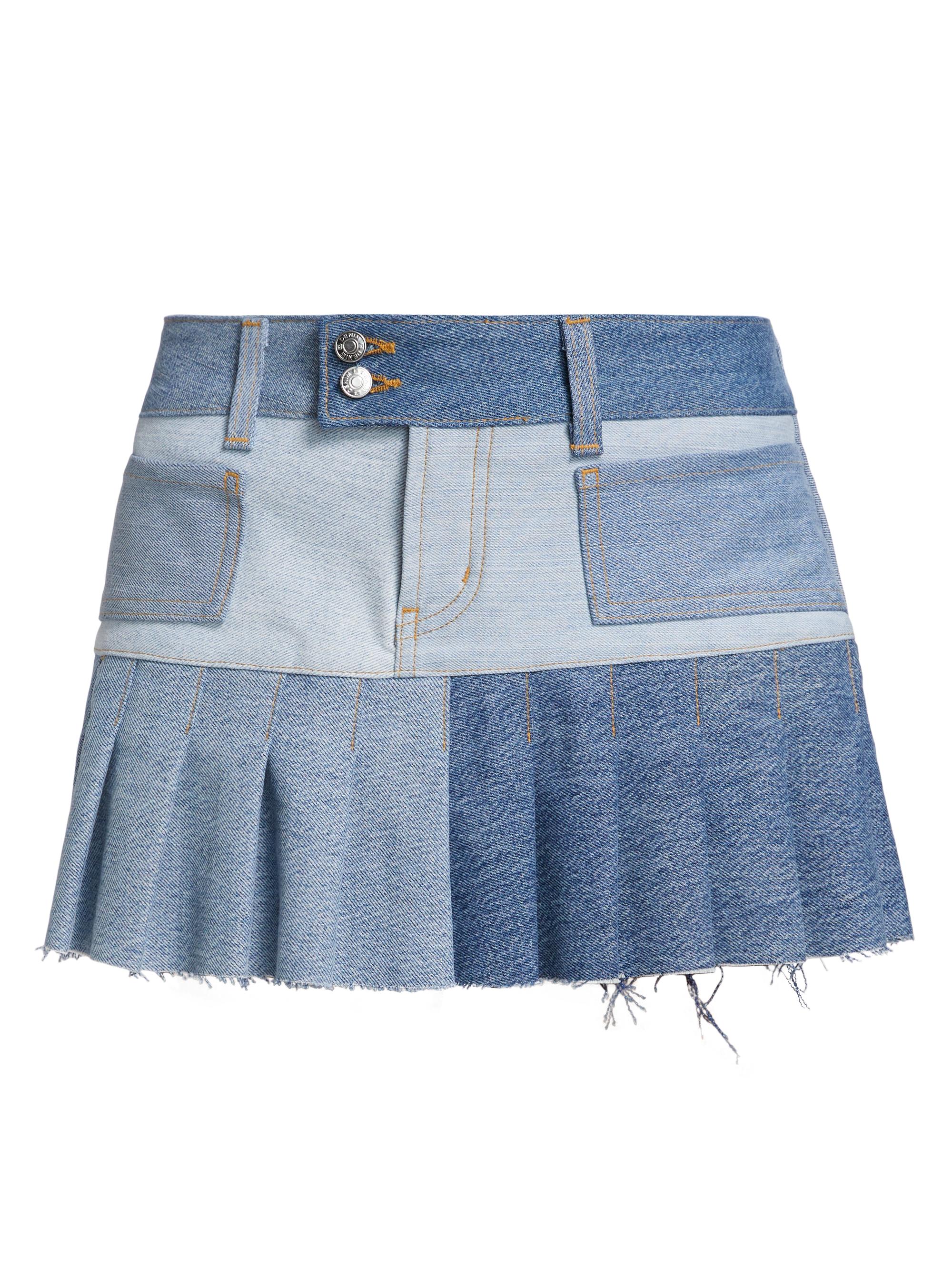 EB Denim Women's Ricci Upcycled Vintage Denim Patchwork Miniskirt - Vintage Blue