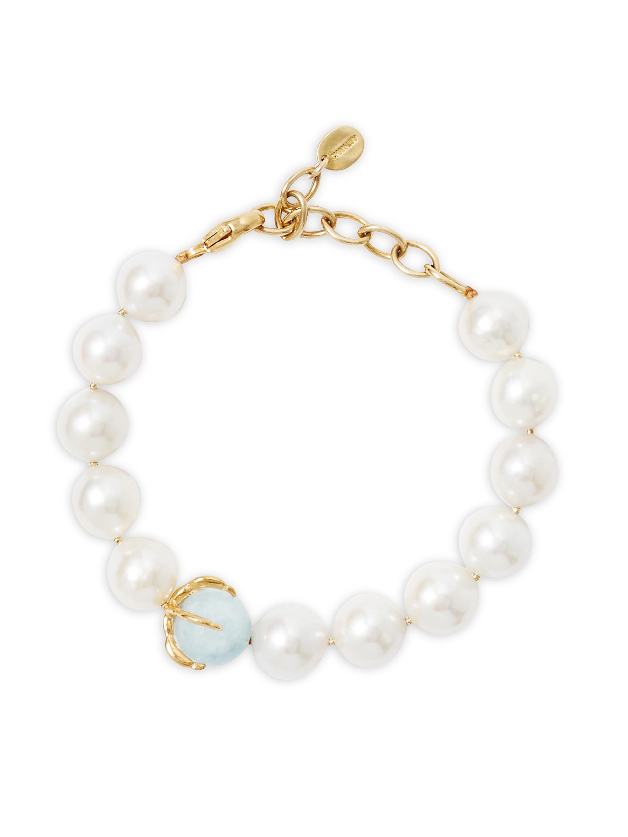 Chan Luu Women's 18K-Gold-Plated, Freshwater Pearl & Aquamarine Bracelet - White Pearl Mix