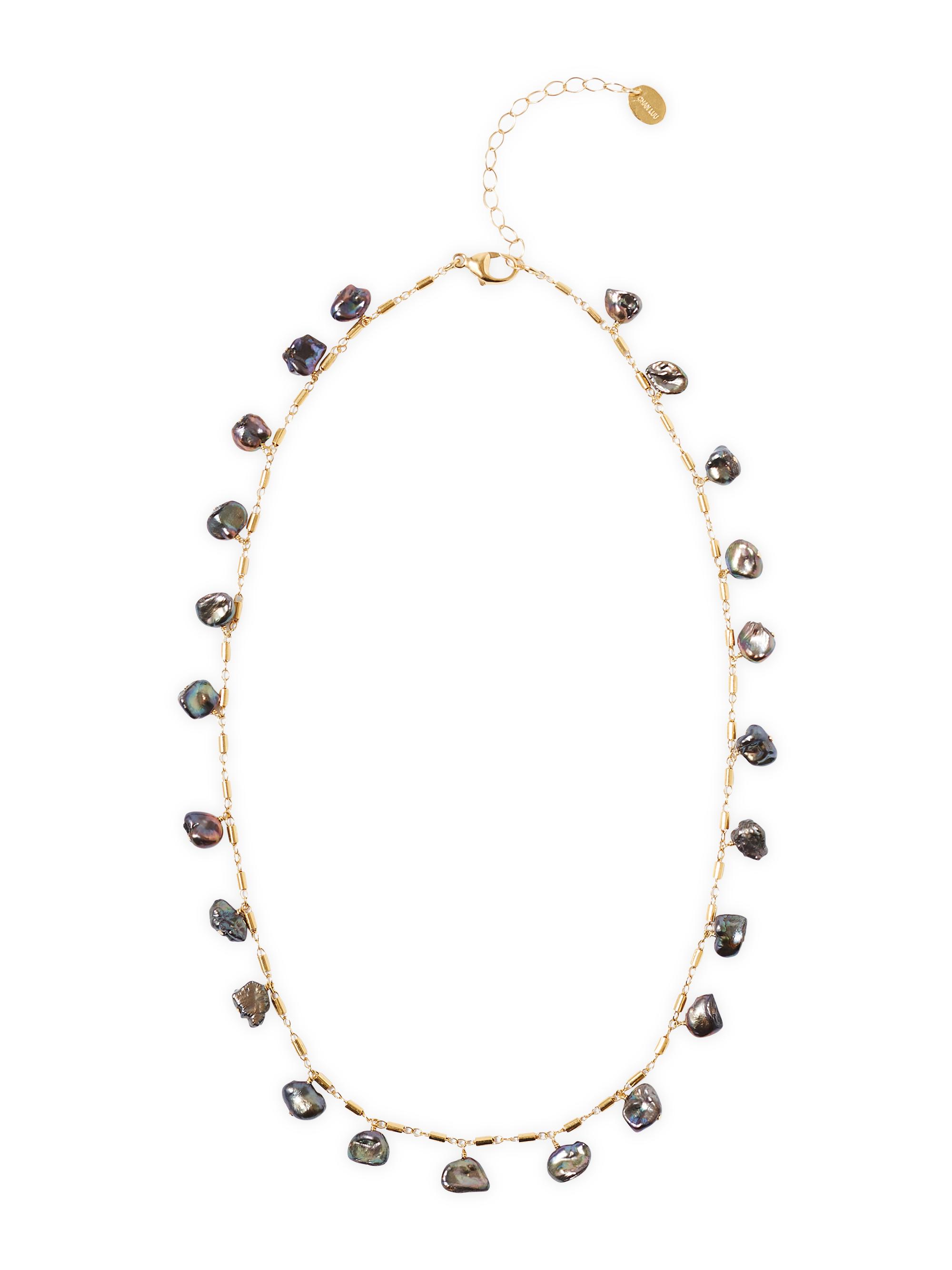 Chan Luu Women's 18K-Gold-Plated & Keshi Pearl Station Necklace - Peacock Pearl