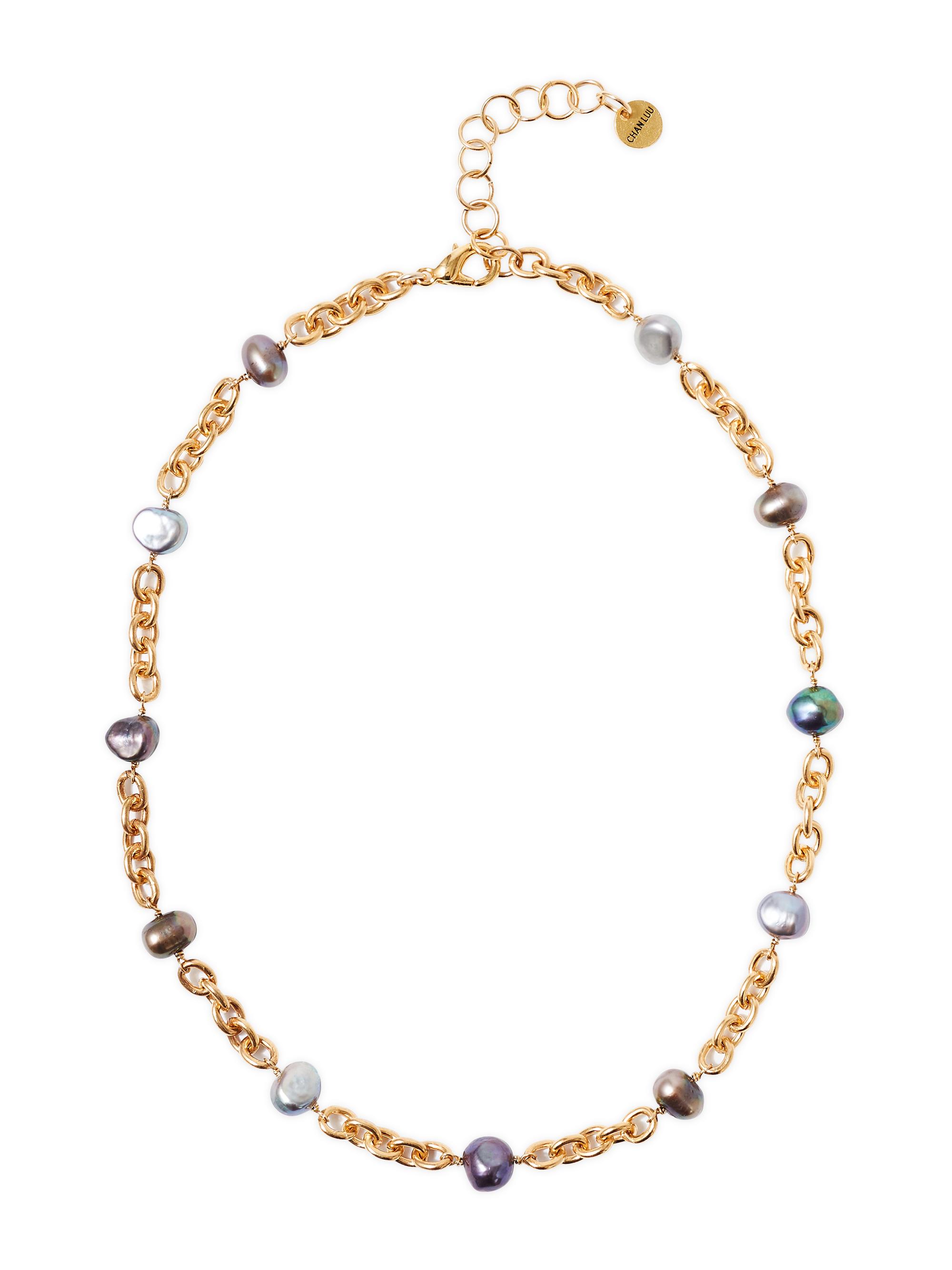Chan Luu Women's 18K-Gold-Plated & Freshwater Pearl Station Necklace - White Pearl