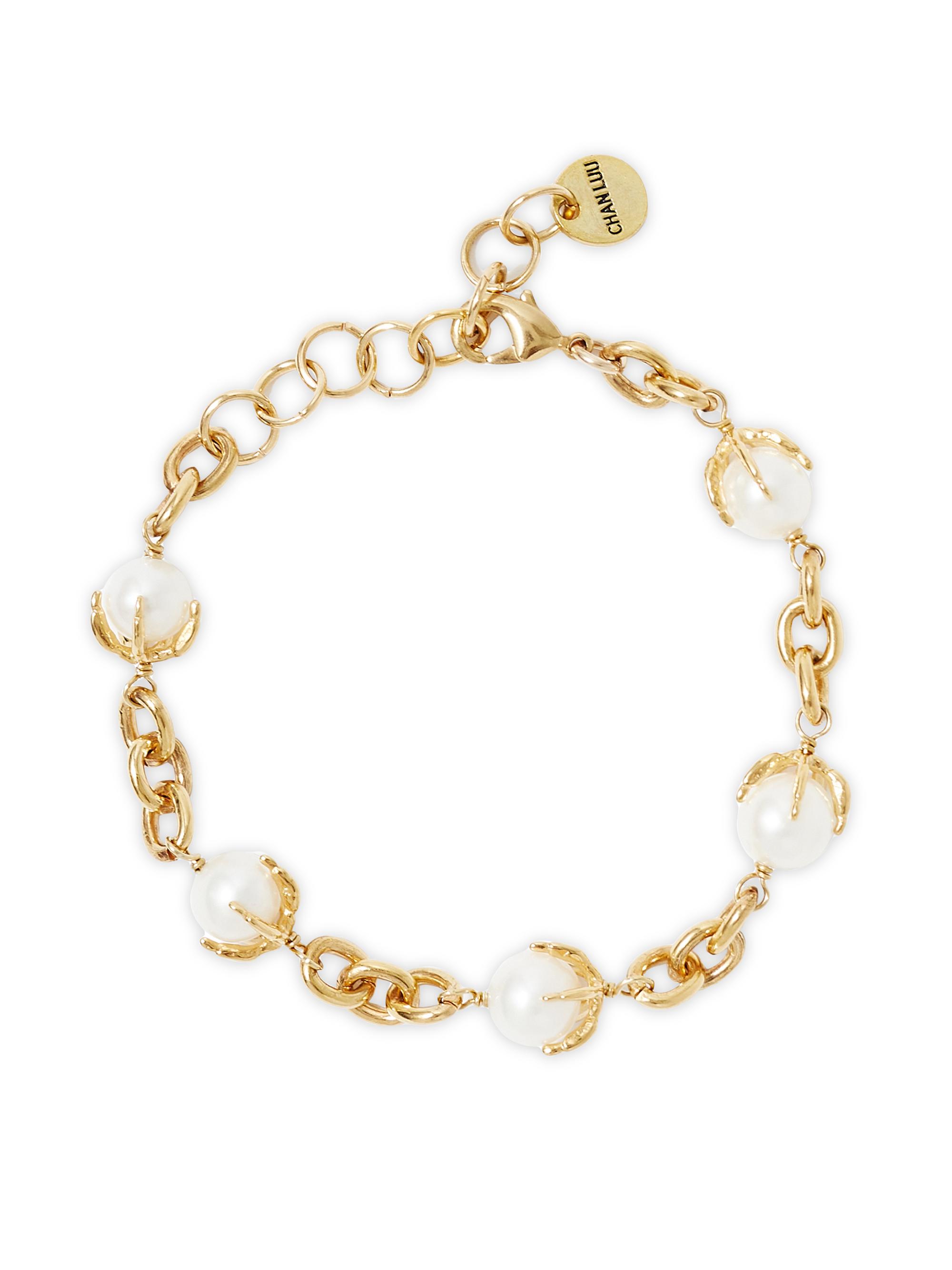 Chan Luu Women's 18K-Gold-Plated & Freshwater Pearl Chain Bracelet - White Pearl
