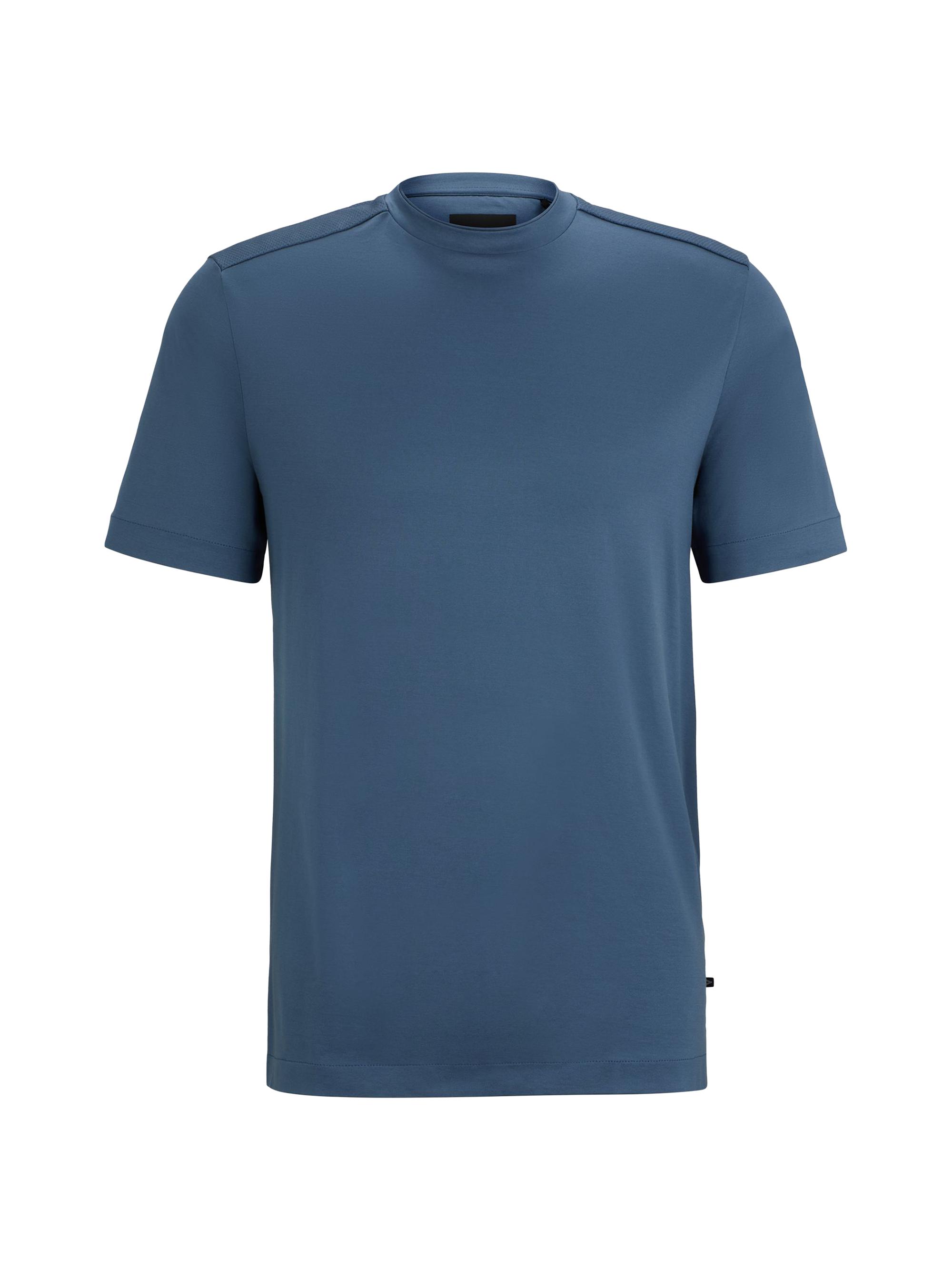 BOSS Men's Mixed-Material T-Shirt - Blue