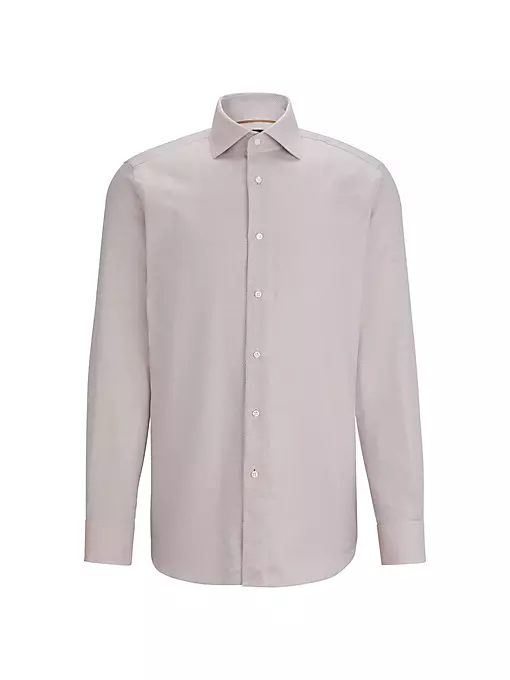 BOSS - Regular Fit Long Sleeved Shirt in Cotton Dobby