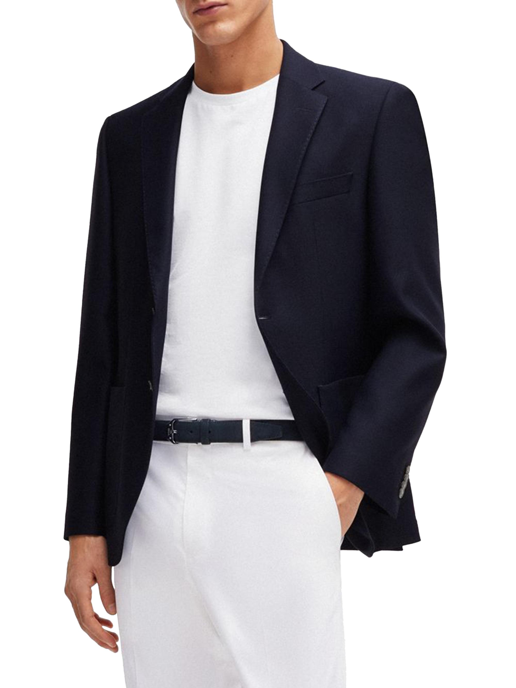 BOSS Men's Regular-Fit Jacket in Virgin Wool - Dark Blue