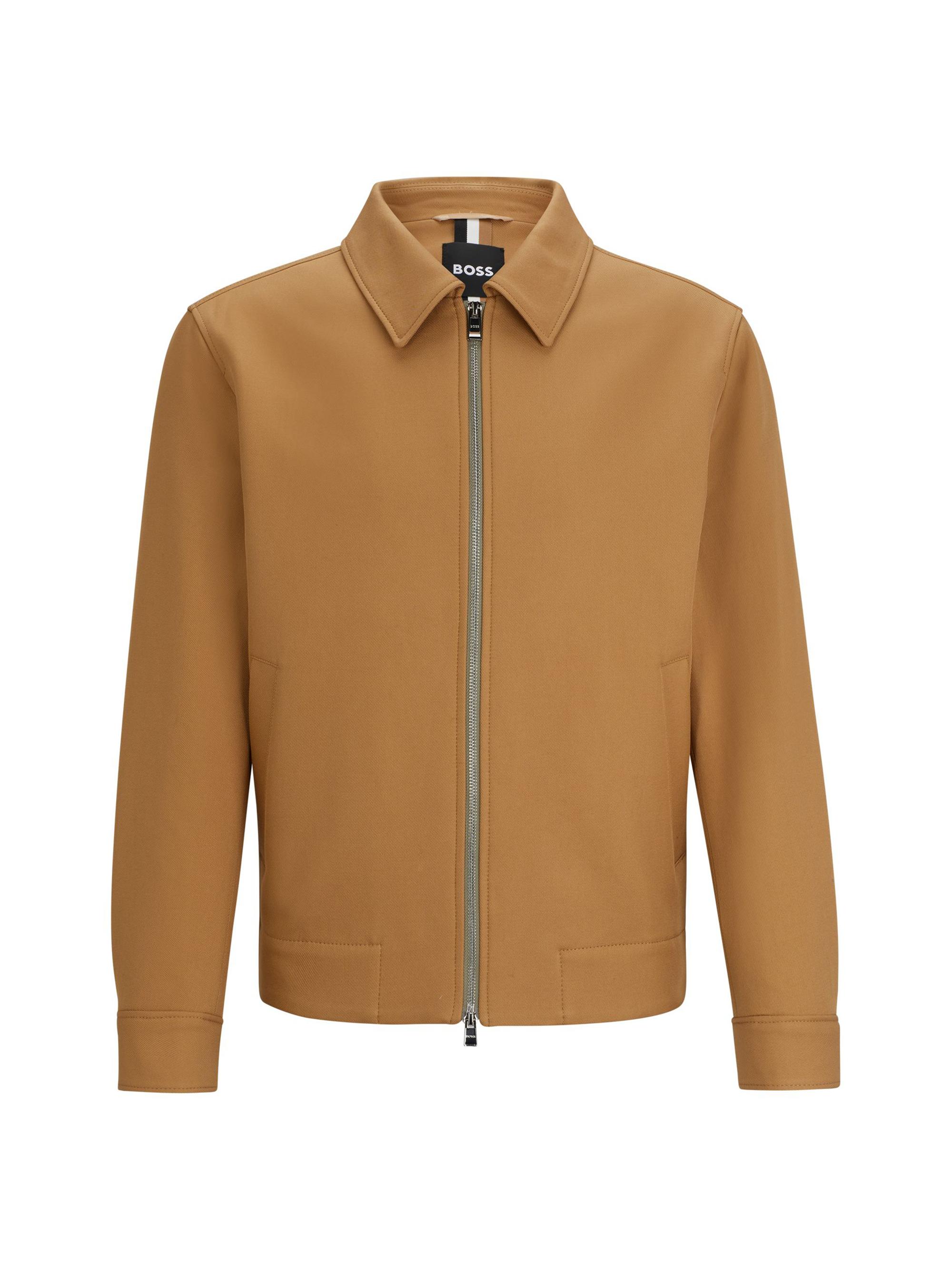 BOSS Men's Zip-Up Slim-Fit Jacket in Cotton - Beige