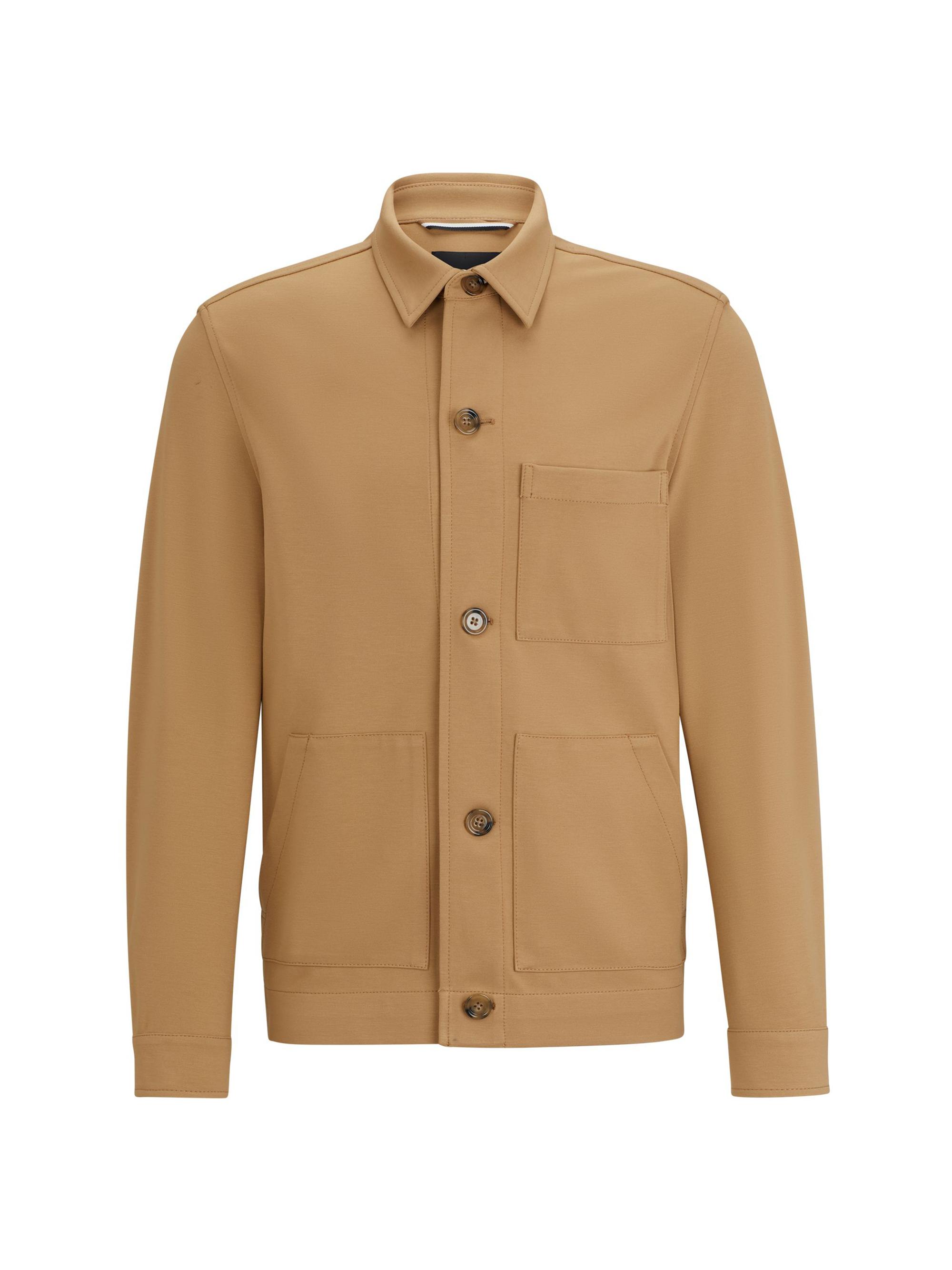 BOSS Men's Relaxed-Fit Button-Up Jacket - Beige