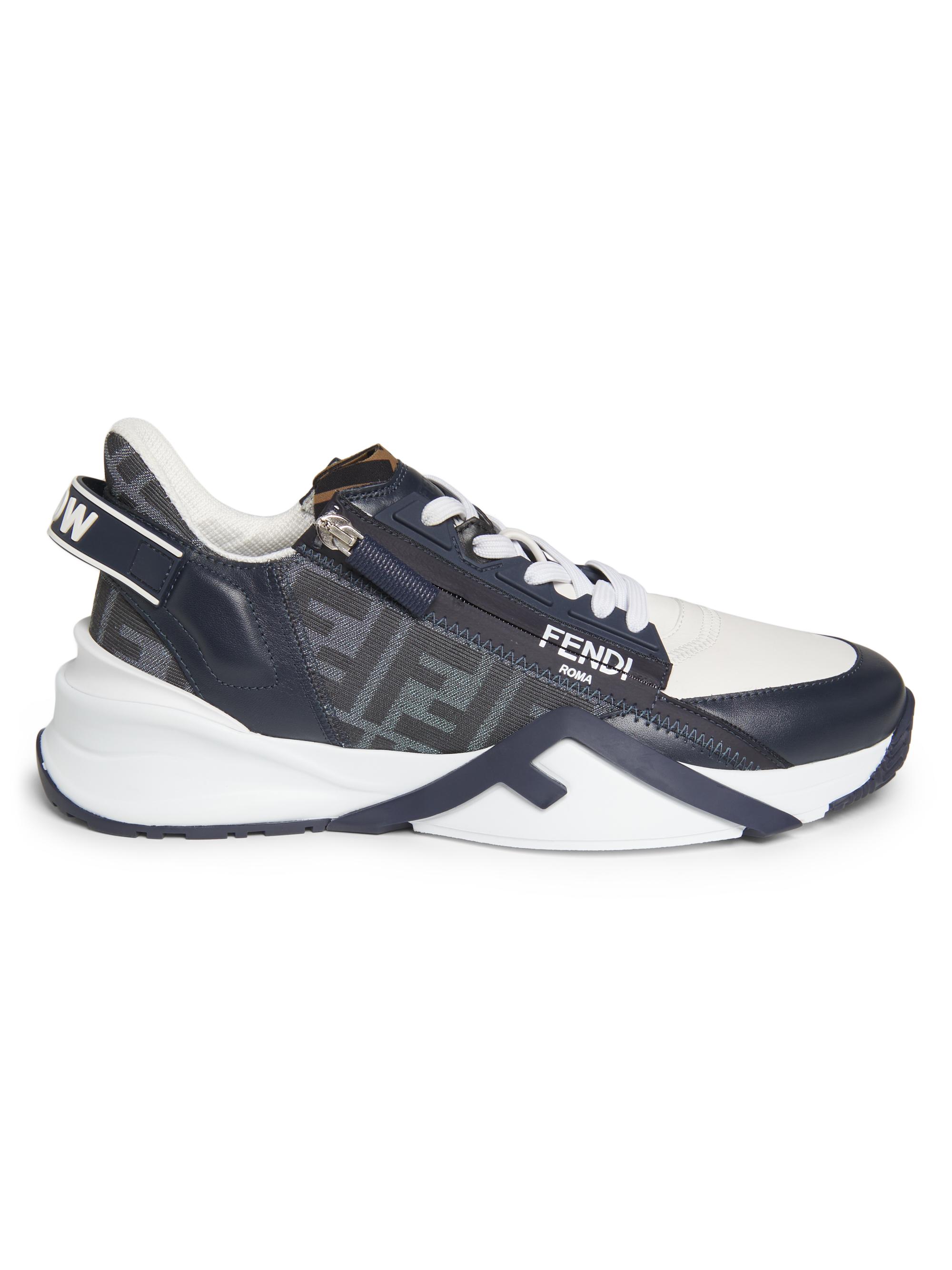 Fendi Men's Flow FF-Motif Low-Top Sneakers - Bianco Blue Denim