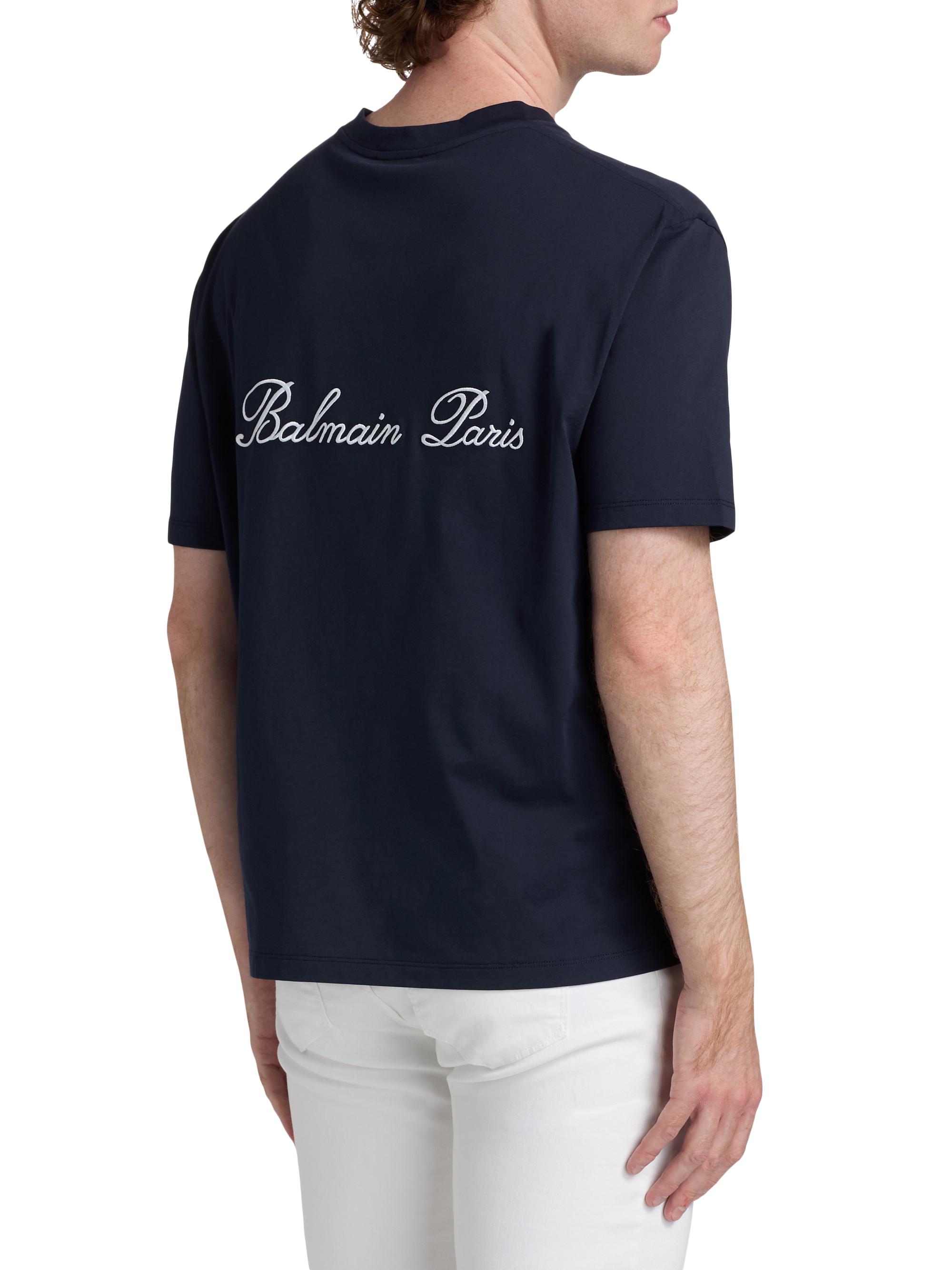 Balmain Logo-Embroidered Cotton T-Shirt | Saks Fifth Avenue