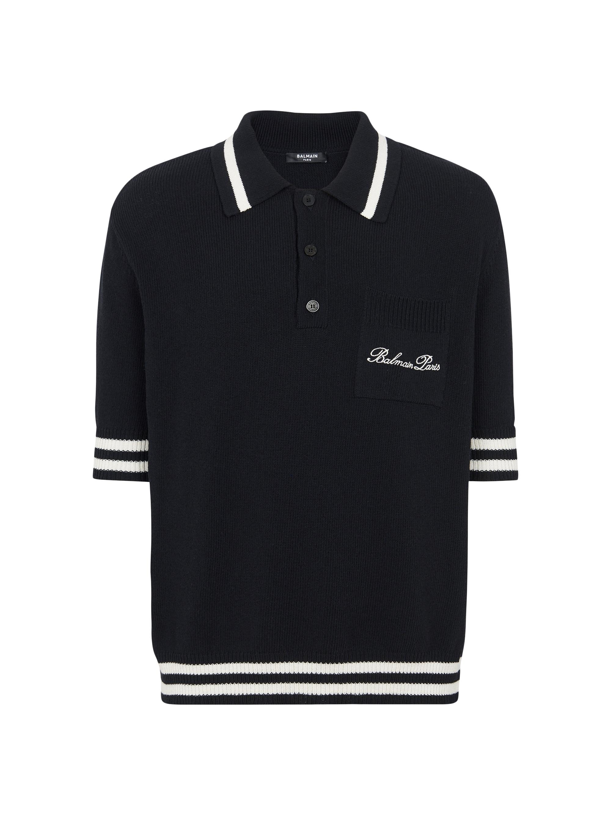 Balmain Men's Logo-Embroidered Cotton-Blend Polo - Noir Naturel