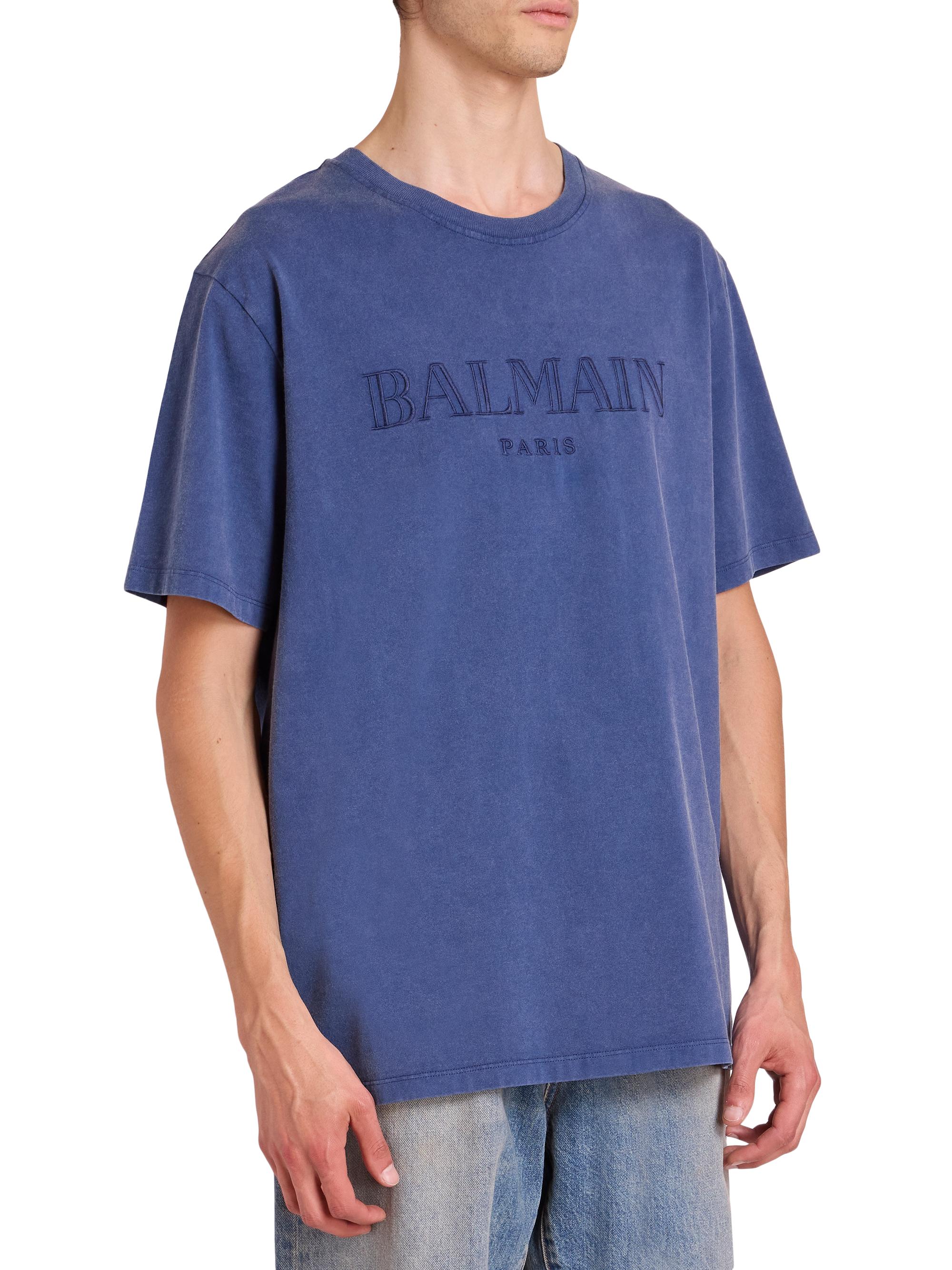新品タグ付き★BALMAIN モノグラム Tシャツ M Balmain Logo-Embroidered Cotton T-Shirt | Saks Fifth Avenue