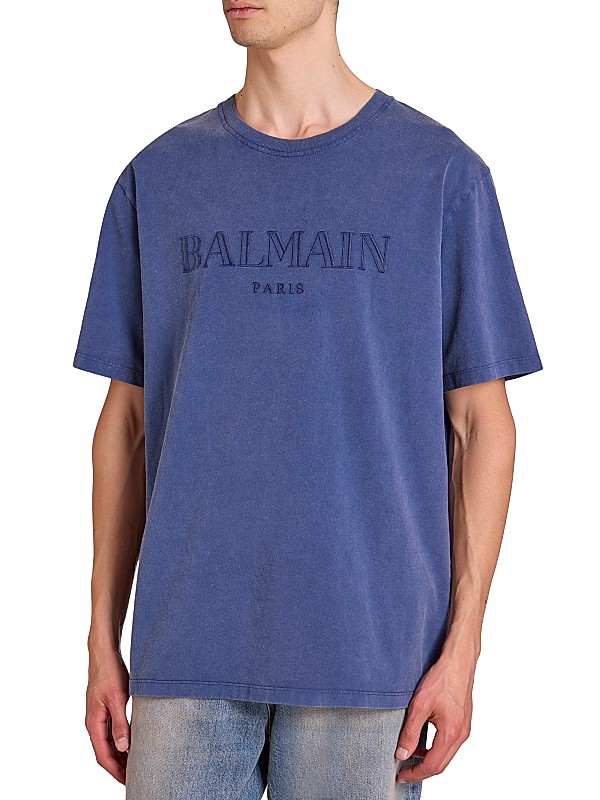 Shop Balmain Logo-Embroidered Cotton T-Shirt | Saks Fifth Avenue Shop Balmain Logo-Embroidered Cotton T-Shirt | Saks Fifth Avenue